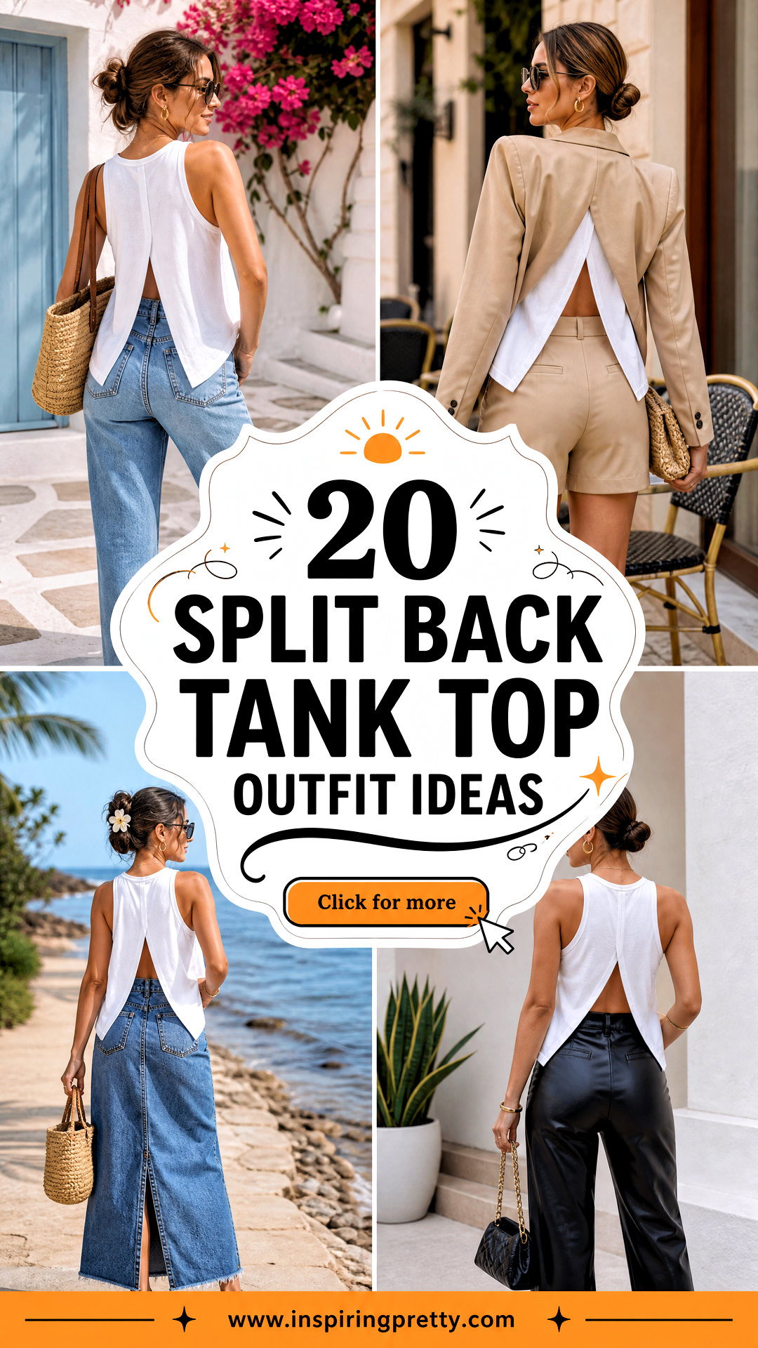 20 Split Back Tank Top Outfit Ideas for Breezy Summer Style - 20 Split Back Tank Top Outfit Ideas for Breezy Summer Style