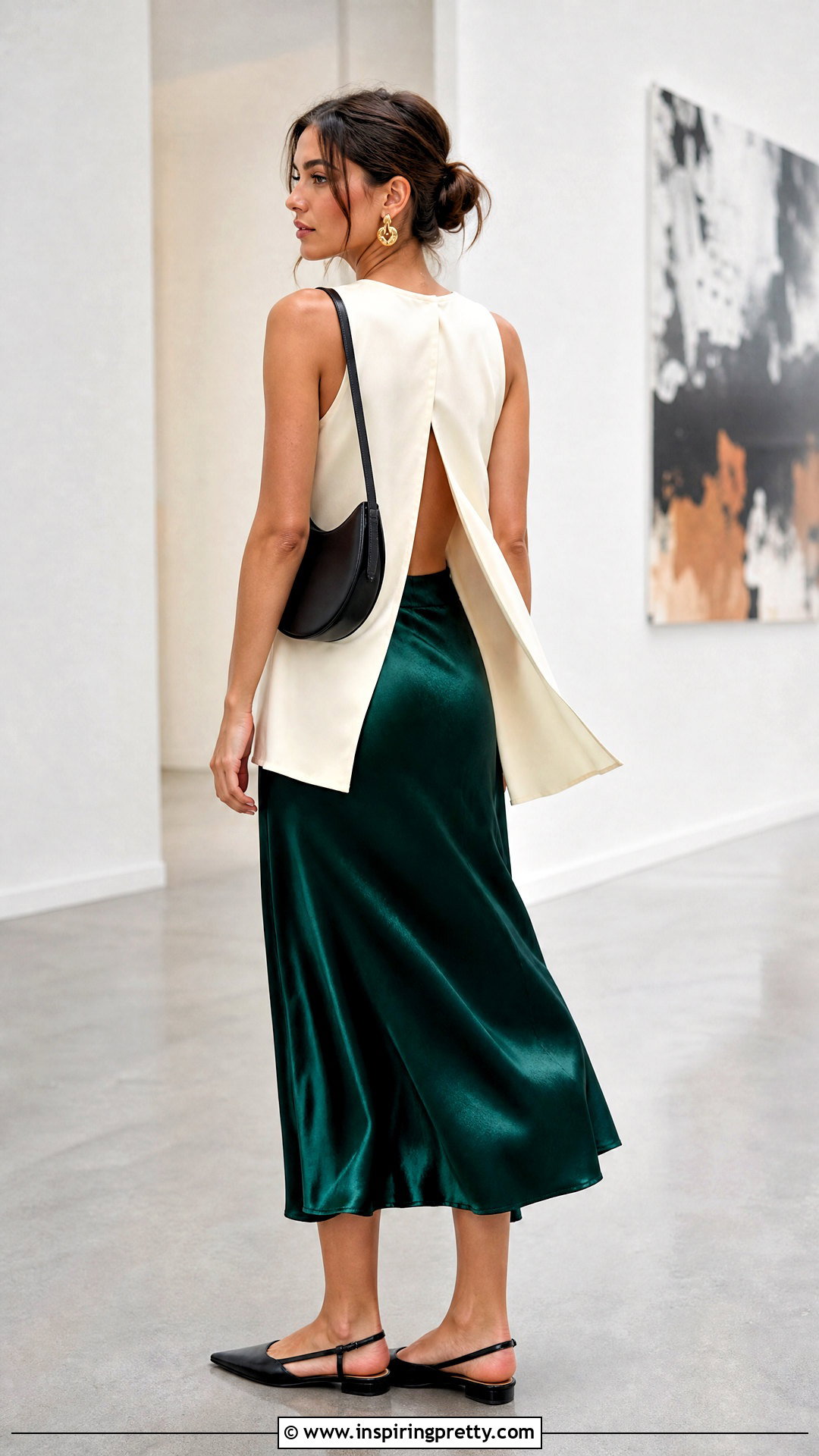 Split Back Tank Top With Satin Midi Skirt - 20 Split Back Tank Top outfit ideas