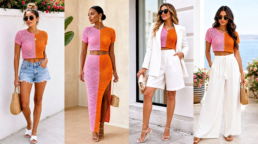 25 Split Color Crochet Top Outfit Ideas for Festival Style