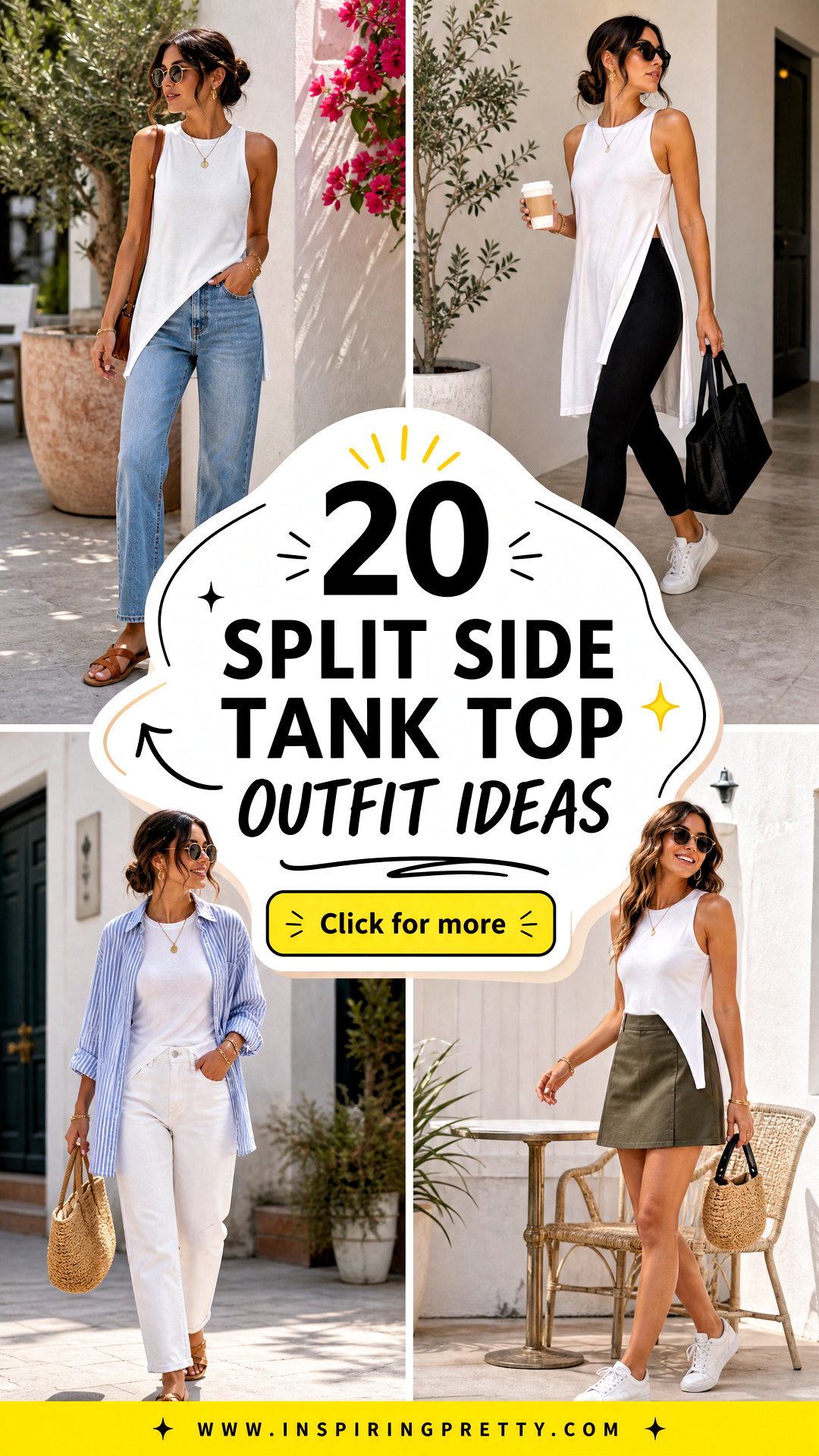 20 Split Side Tank Top Outfit Ideas for Effortless Summer Looks - 20 Split Side Tank Top Outfit Ideas for Effortless Summer Looks