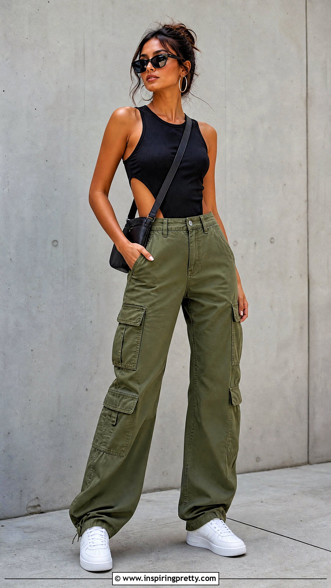 Split Side Tank Top With Cargo Pants - 20 split side tank top outfit ideas