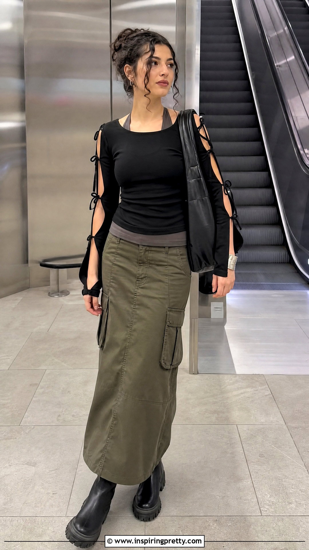 Split Sleeve Top And Cargo Skirt Outfit - 20 subversive diy top outfit ideas