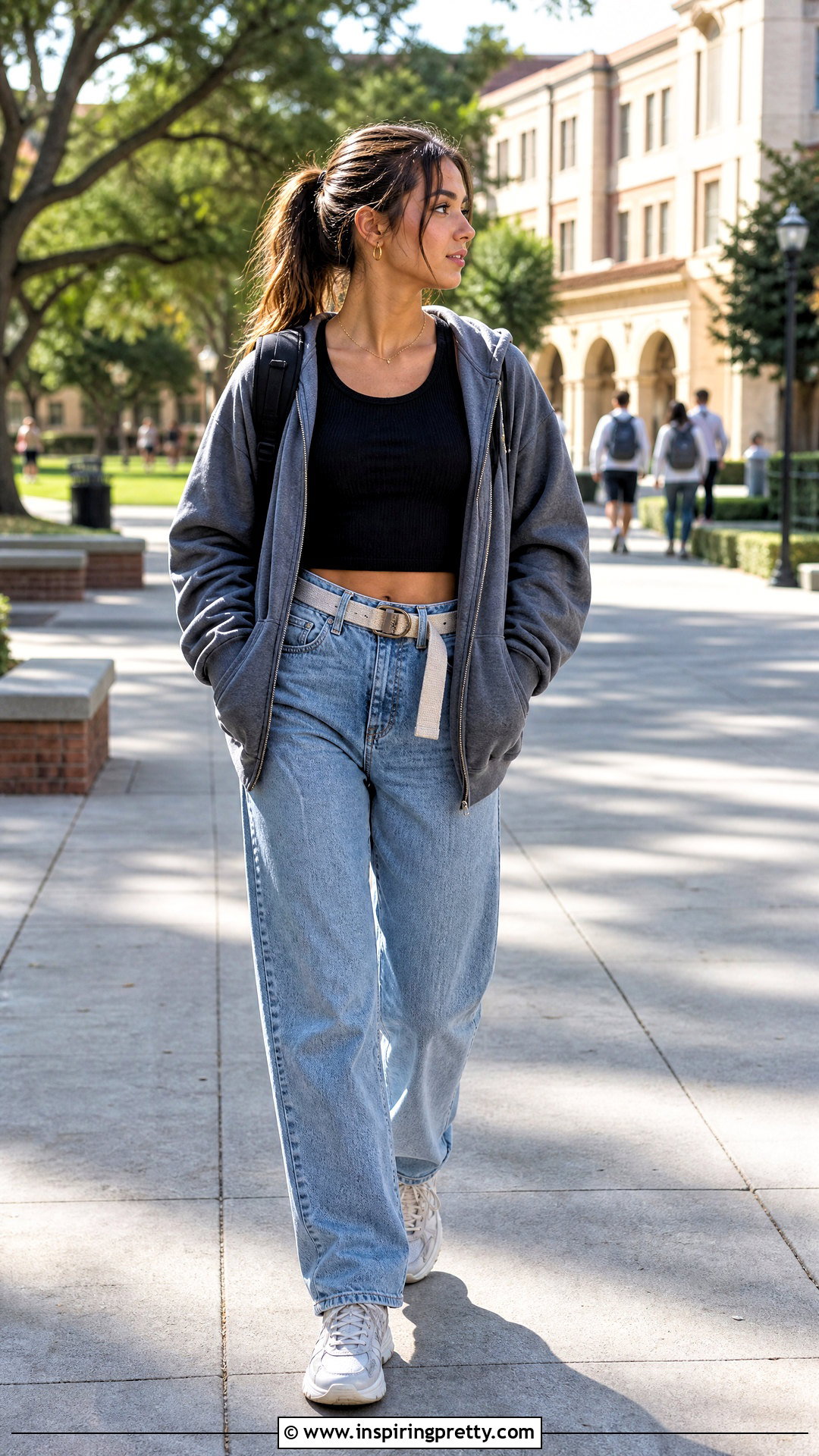 Sport Top With High Waisted Mom Jeans - 50 Sport Top outfit ideas