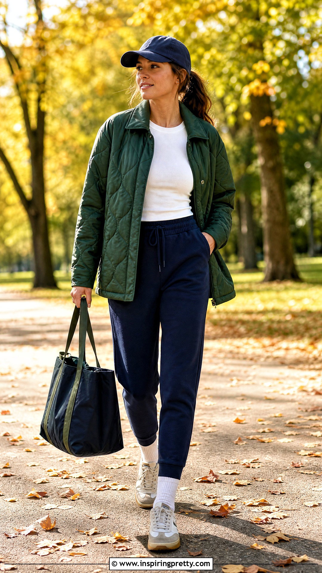 Sport Top With Quilted Jacket And Joggers - 50 Sport Top outfit ideas