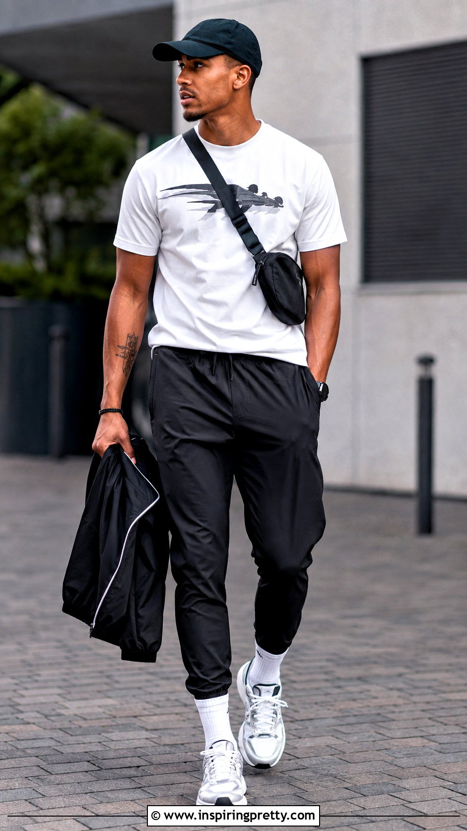 Sports Graphic Tee With Track Pants Outfit - 25 graphic tops men