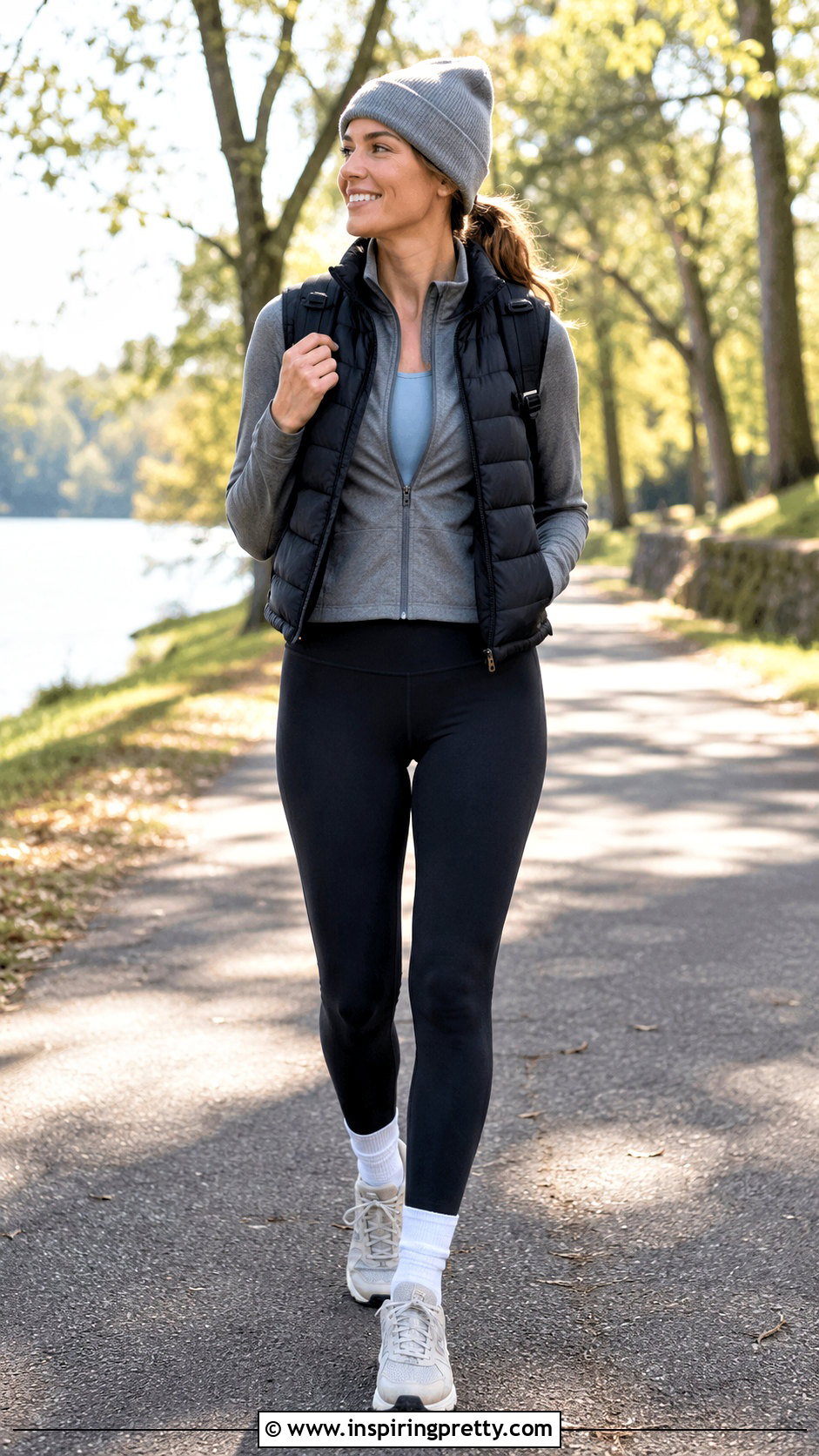 Sports Tank Top With Leggings And Puffer Vest - 20 sports tank top outfit ideas