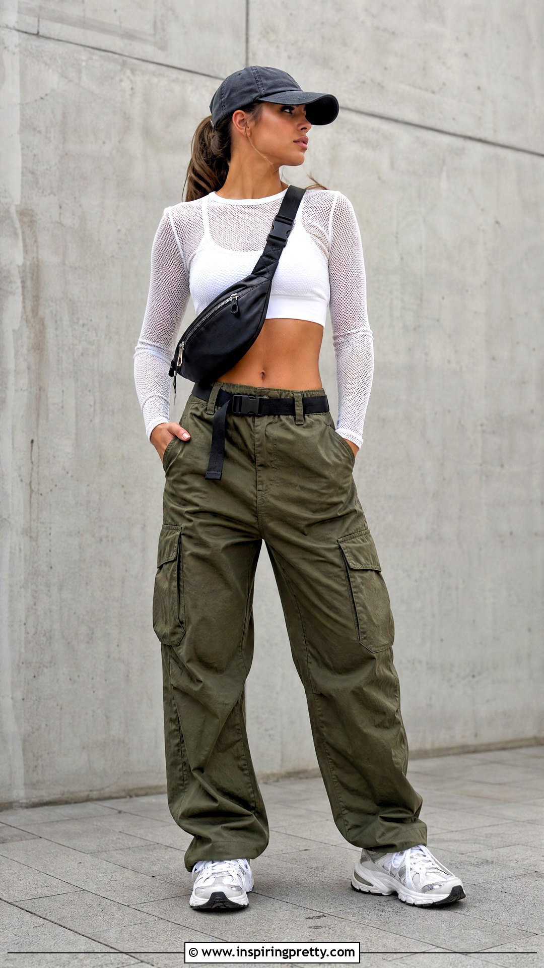 Sporty Mesh Top With Cargo Pants - 20 Sporty Mesh Design Top outfit ideas