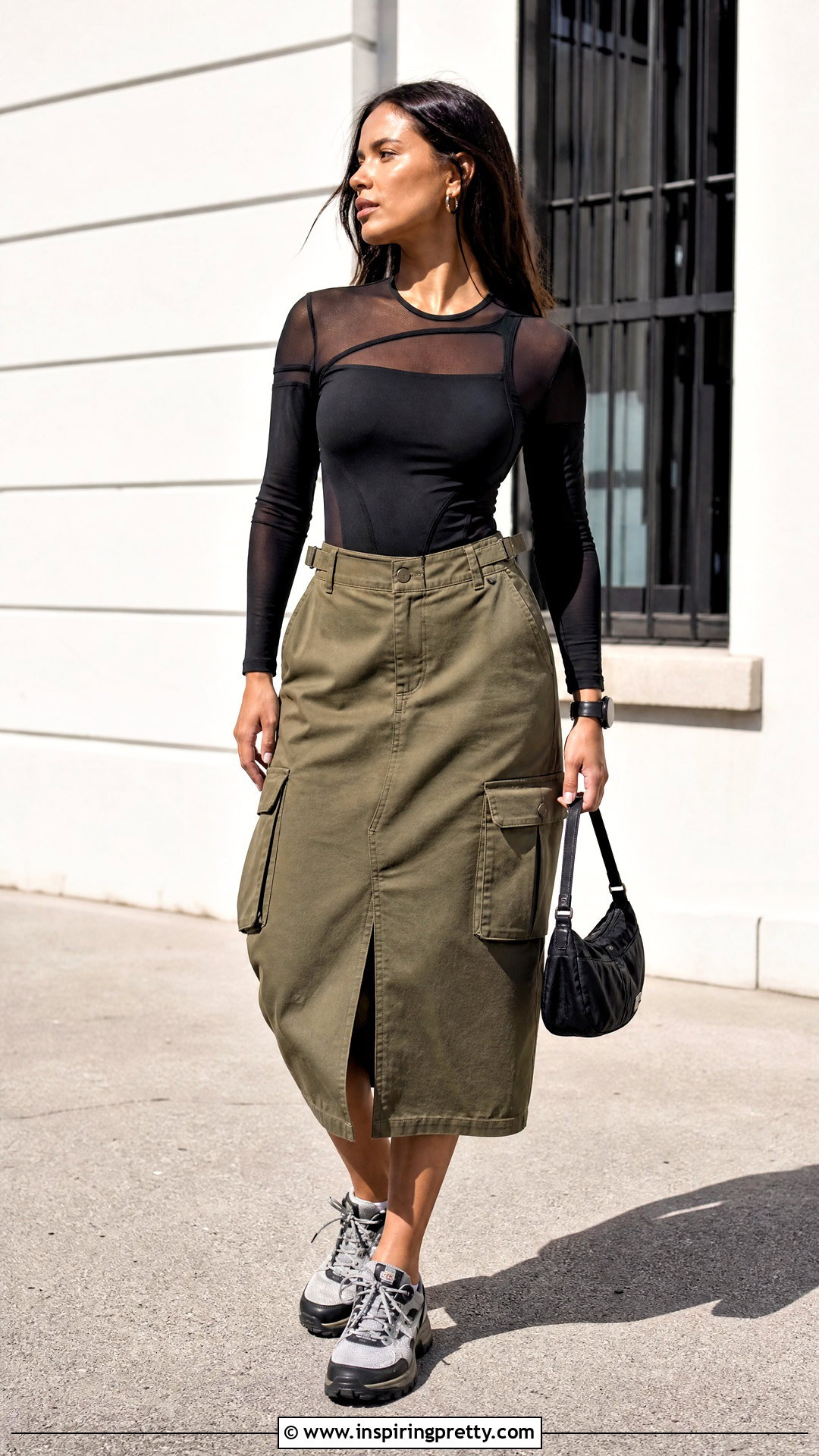 Sporty Mesh Top With Cargo Skirt - 20 Sporty Mesh Design Top outfit ideas