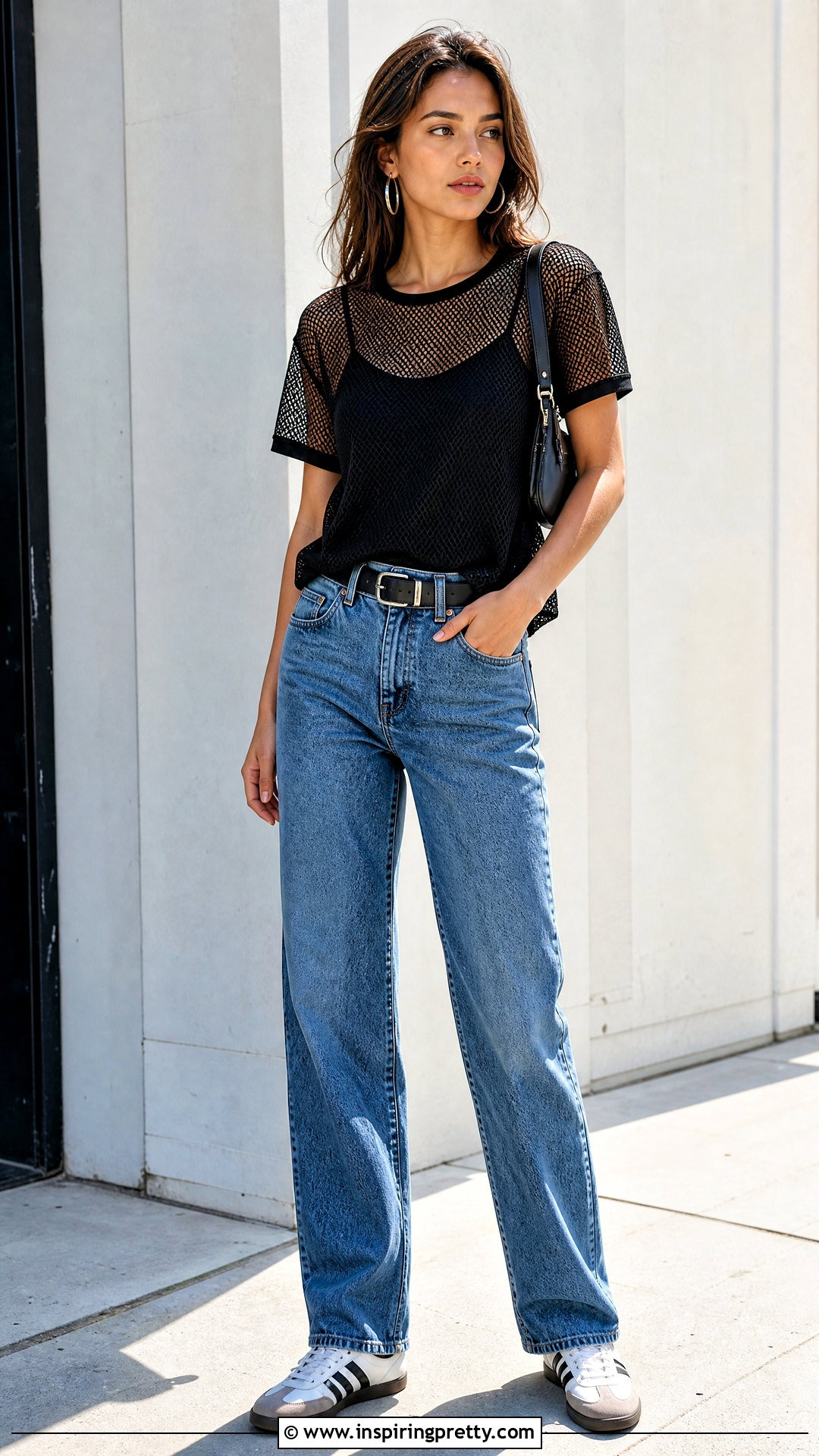 Sporty Mesh Top With Straight Leg Jeans - 20 Sporty Mesh Design Top outfit ideas