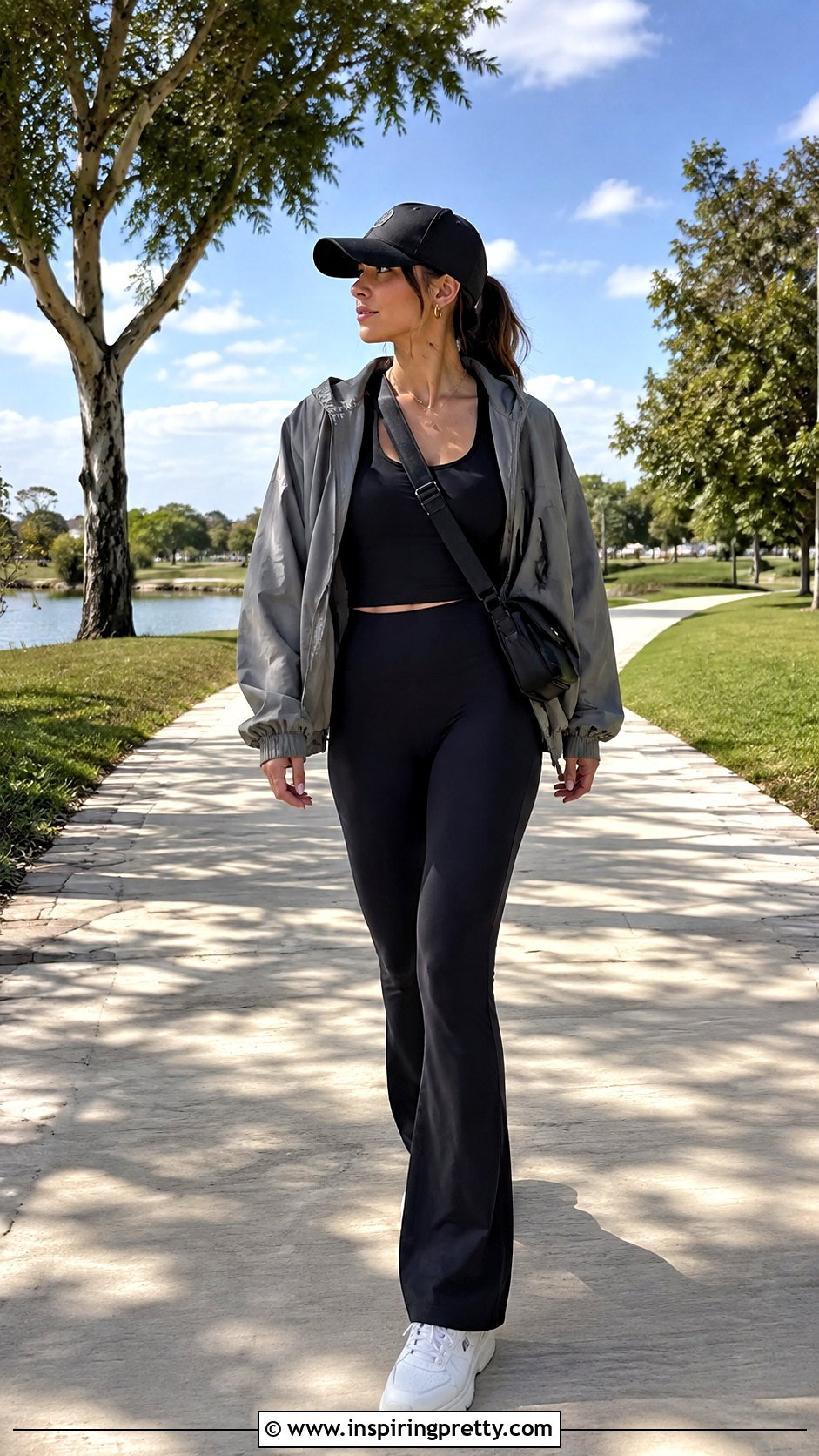 Sporty Vest Top With Flared Leggings - 50 vest top outfits for women