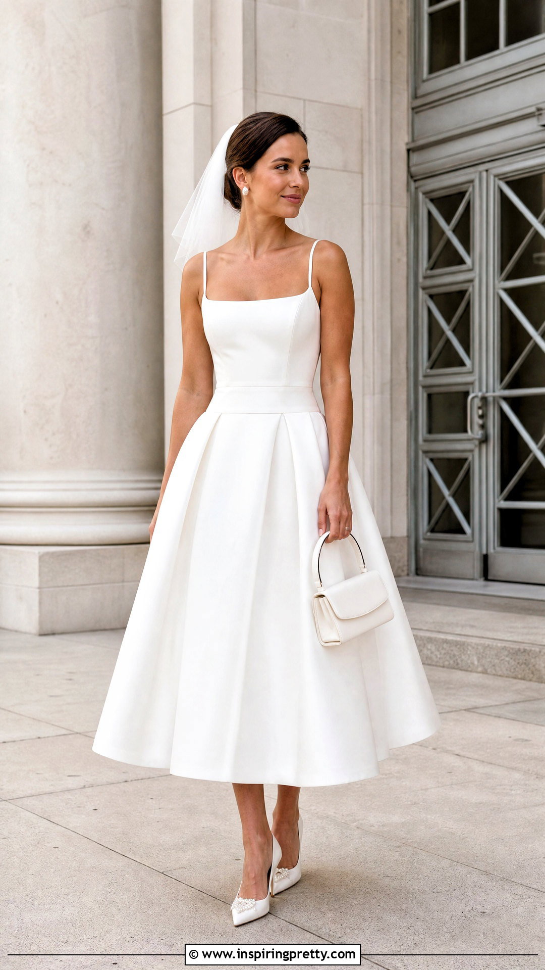 Square Neck Bridal Cami Top With Mikado Midi Skirt - 20 Bridal Cami Top outfit ideas