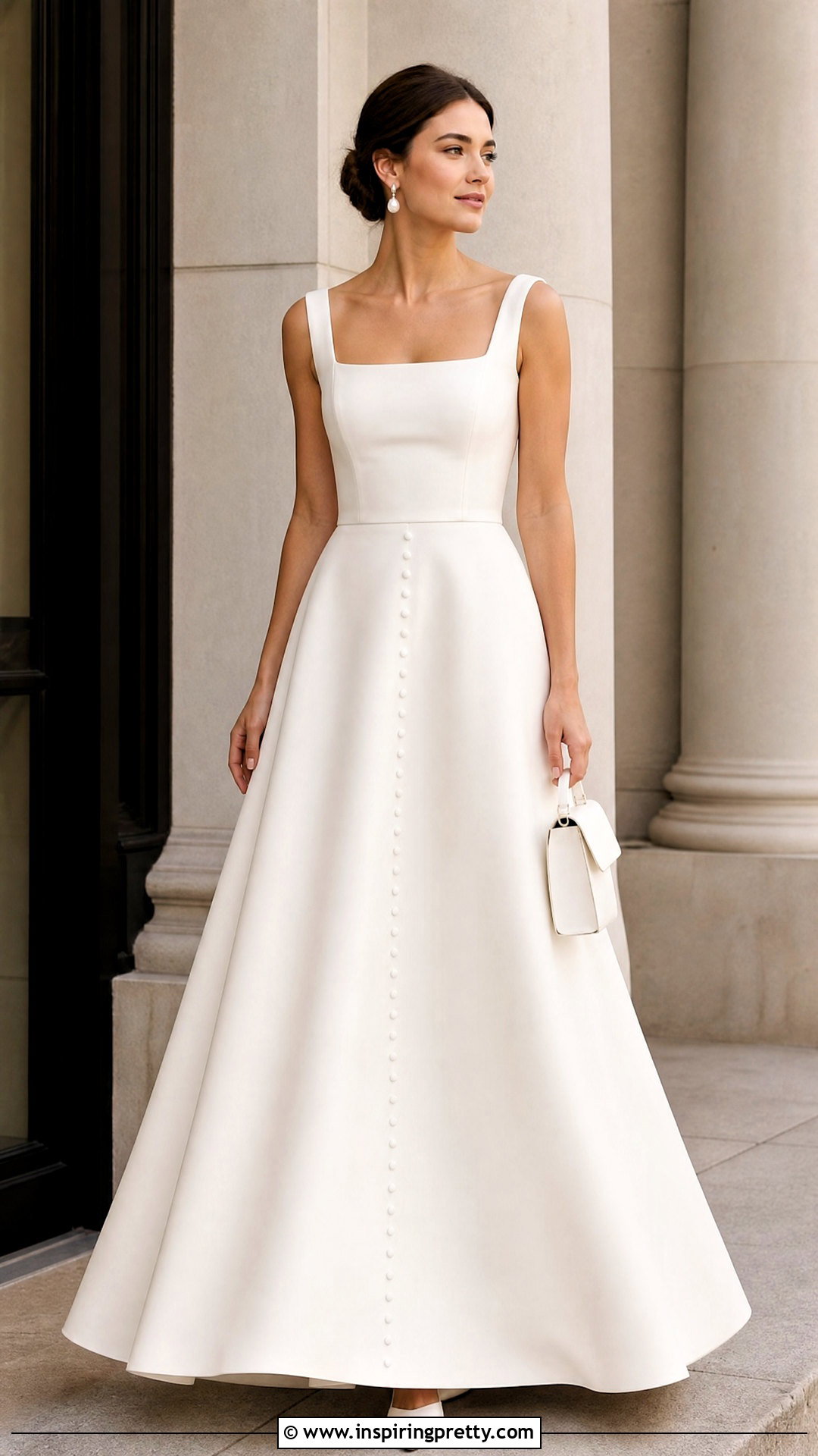 Square Neck Bridal Top With A Line Skirt - 20 bride skirt and top outfit ideas