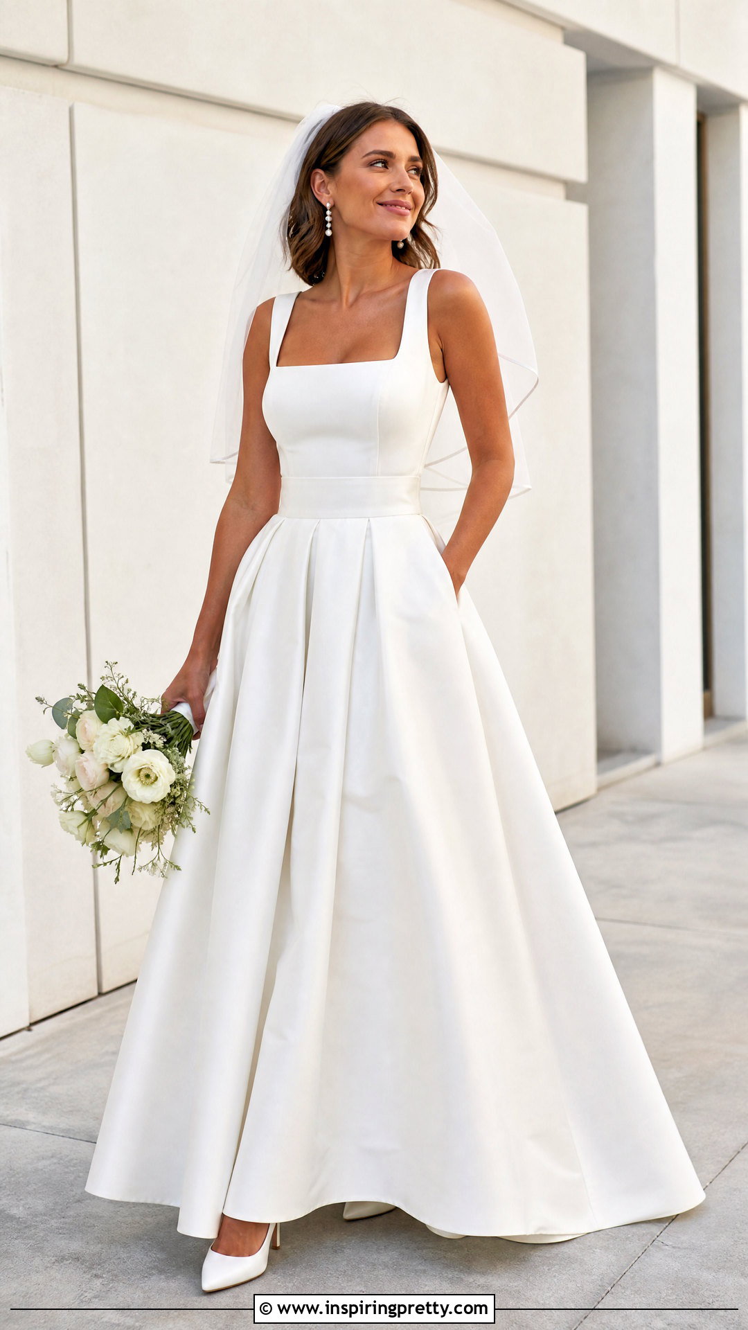 Square Neck Bridal Top With Pleated Skirt - 20 bridal top separates