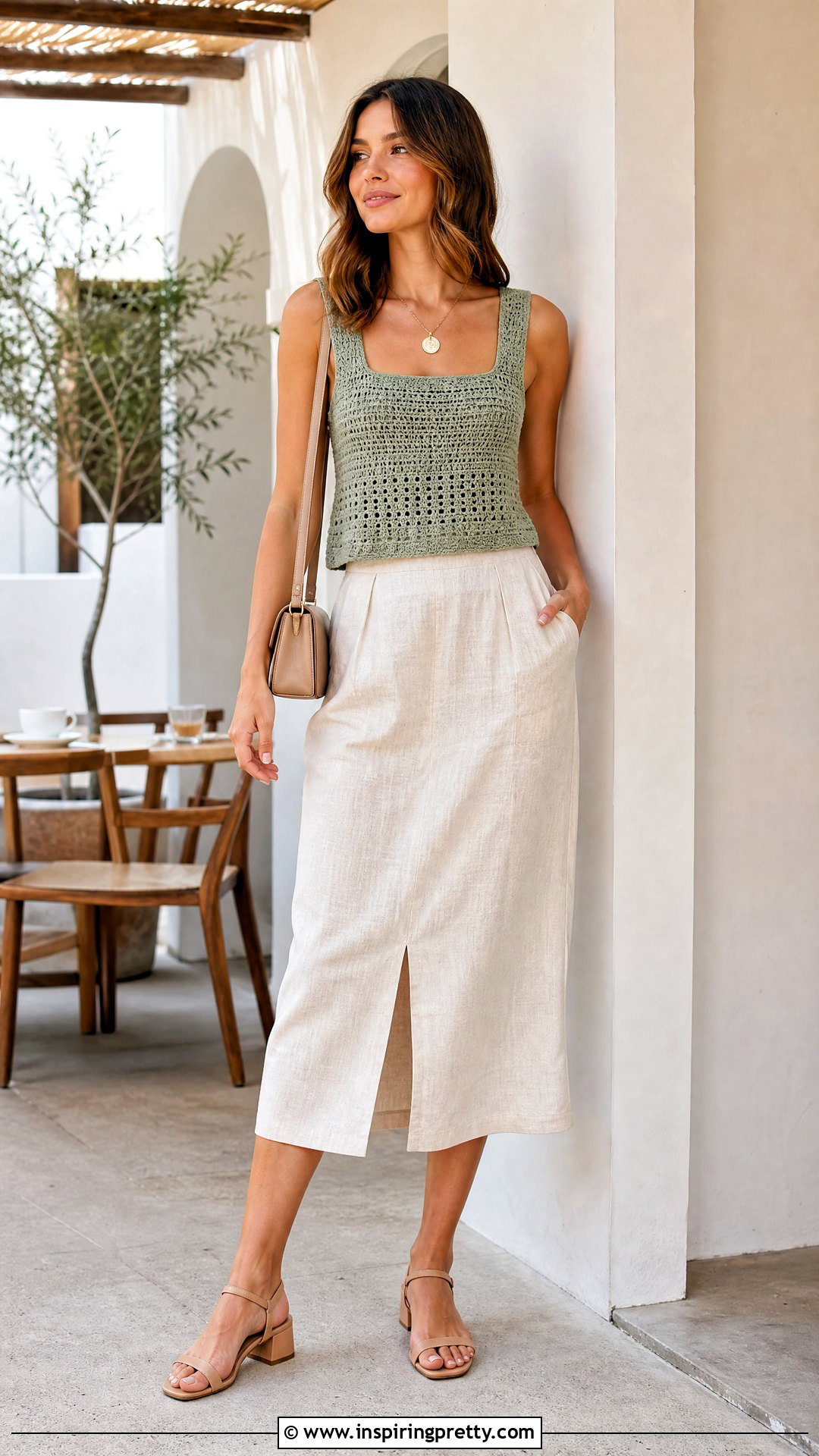 Square Neck Crochet Top With Linen Skirt - 50 tops tejidos a crochet