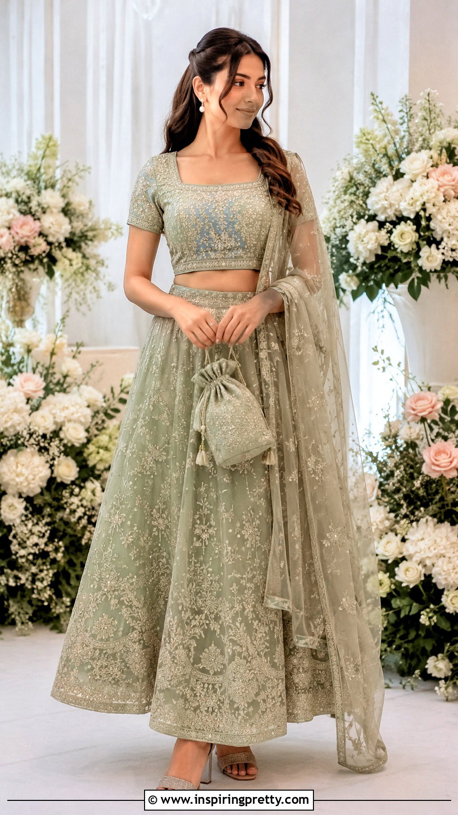 Square Neck Crop Top And Skirt For Bridesmaid - 50 skirt and crop top indian weddings