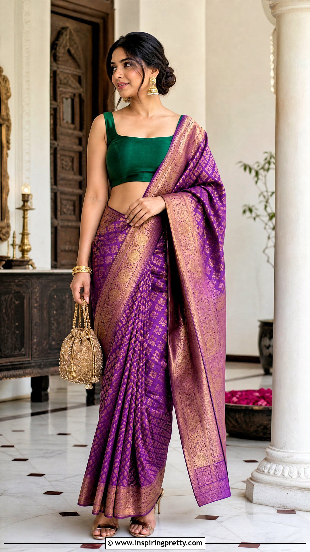 Square Neck Crop Top Blouse With Kanjeevaram Saree - 20 crop top blouse for saree outfit ideas