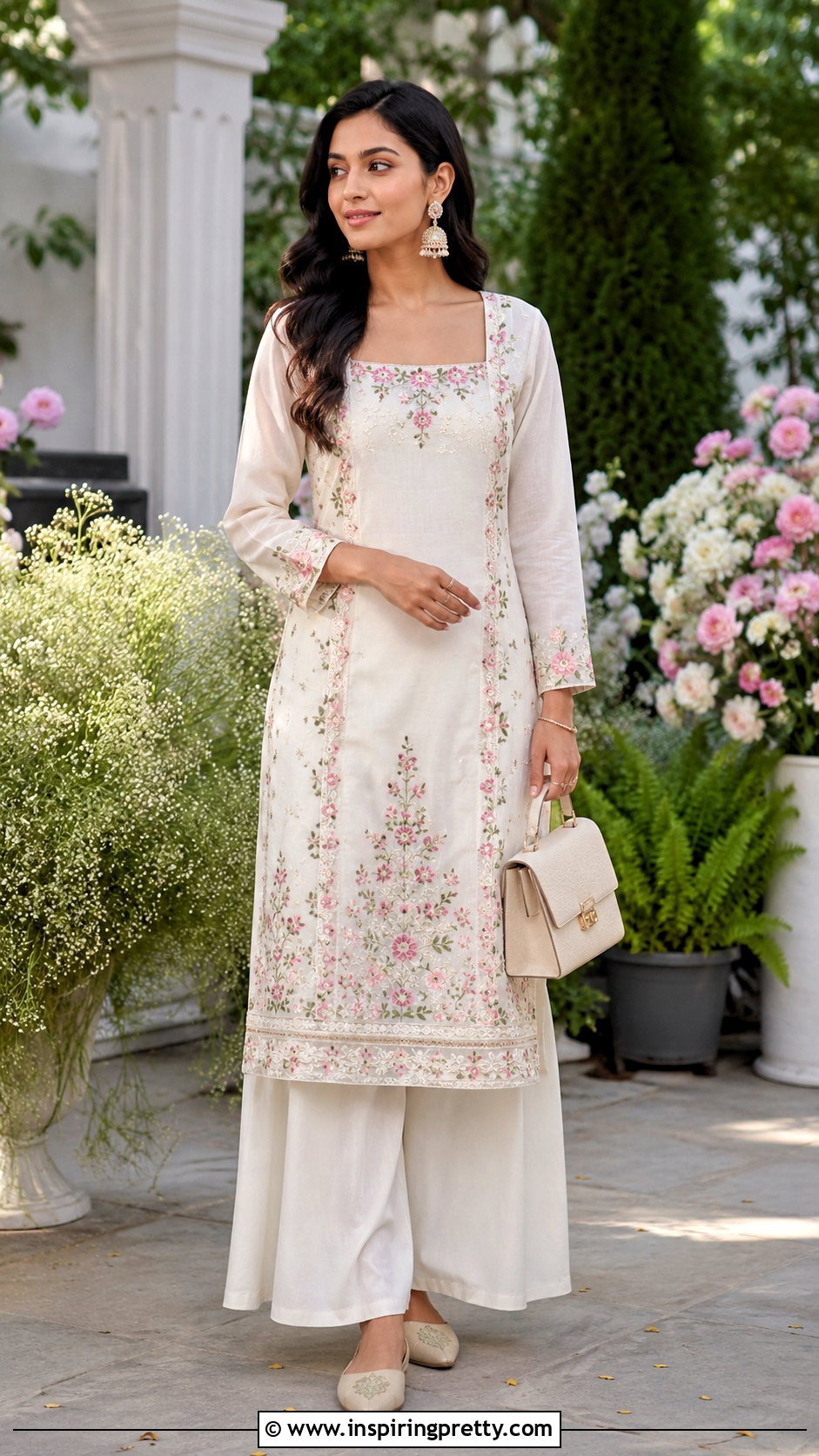 Square Neck Kurti Top With Palazzo Pants - 50 kurti top designs for women
