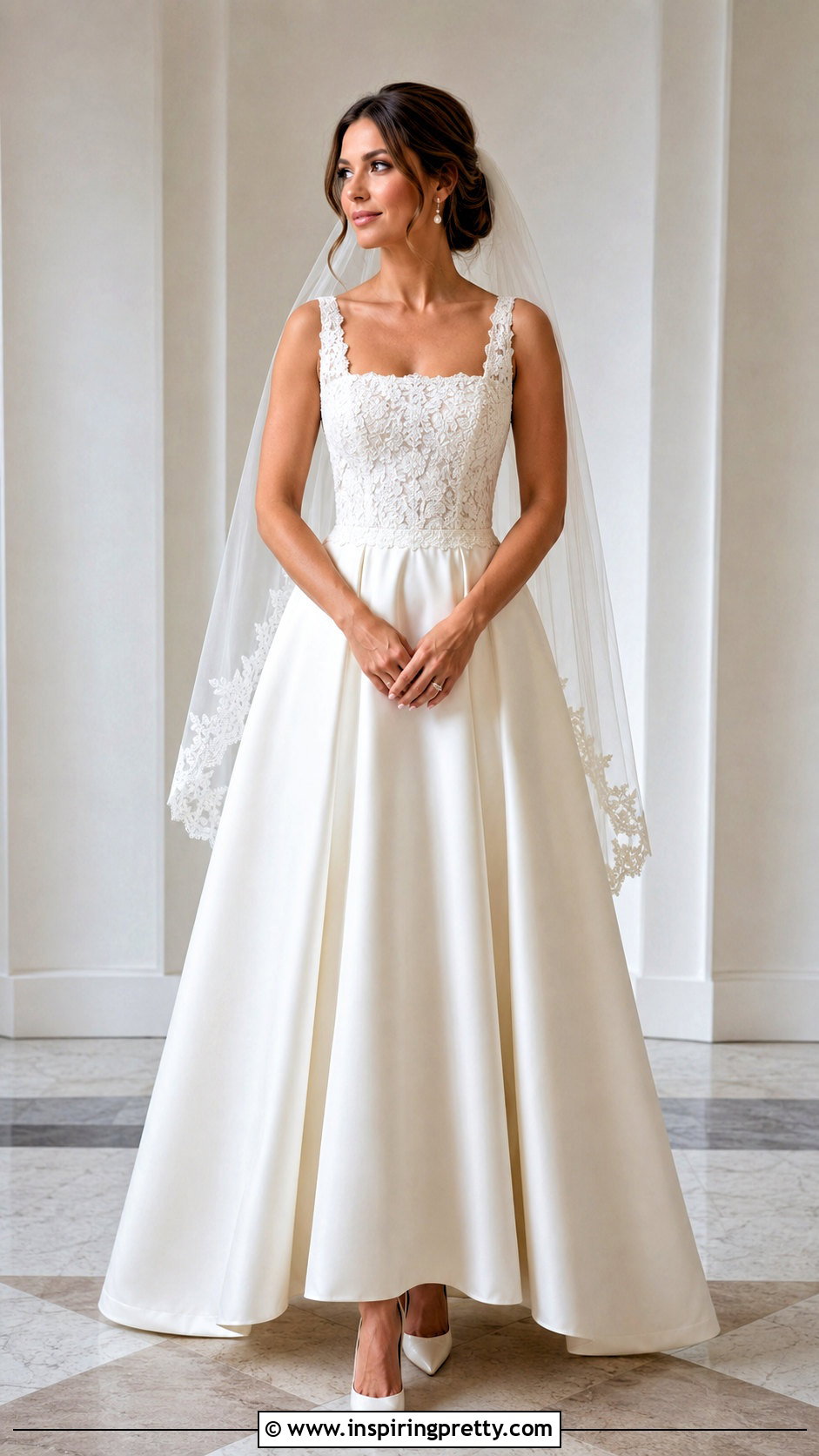 Square Neck Lace Top With A Line Wedding Skirt - 20 Bridal Lace Top Separate outfit ideas