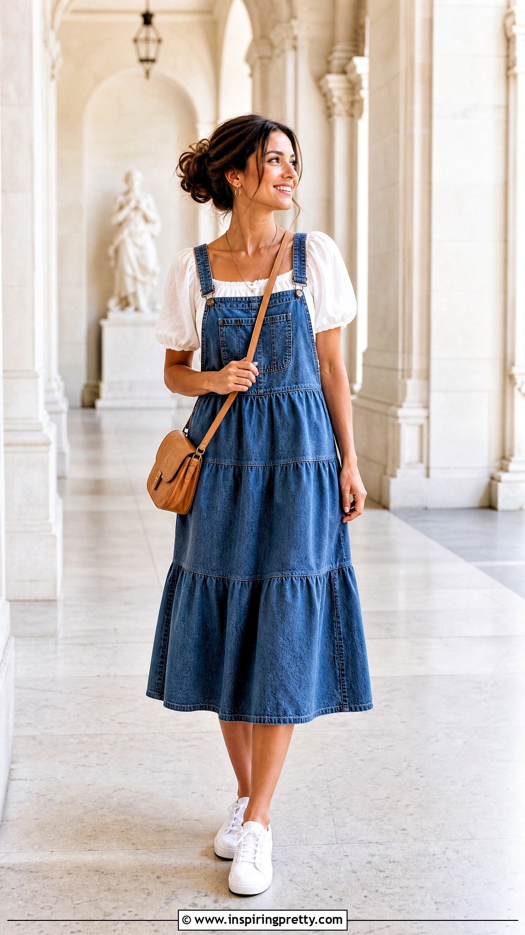 Square Neck Peasant Top With Overall Dress - 25 square neck peasant top outfit ideas