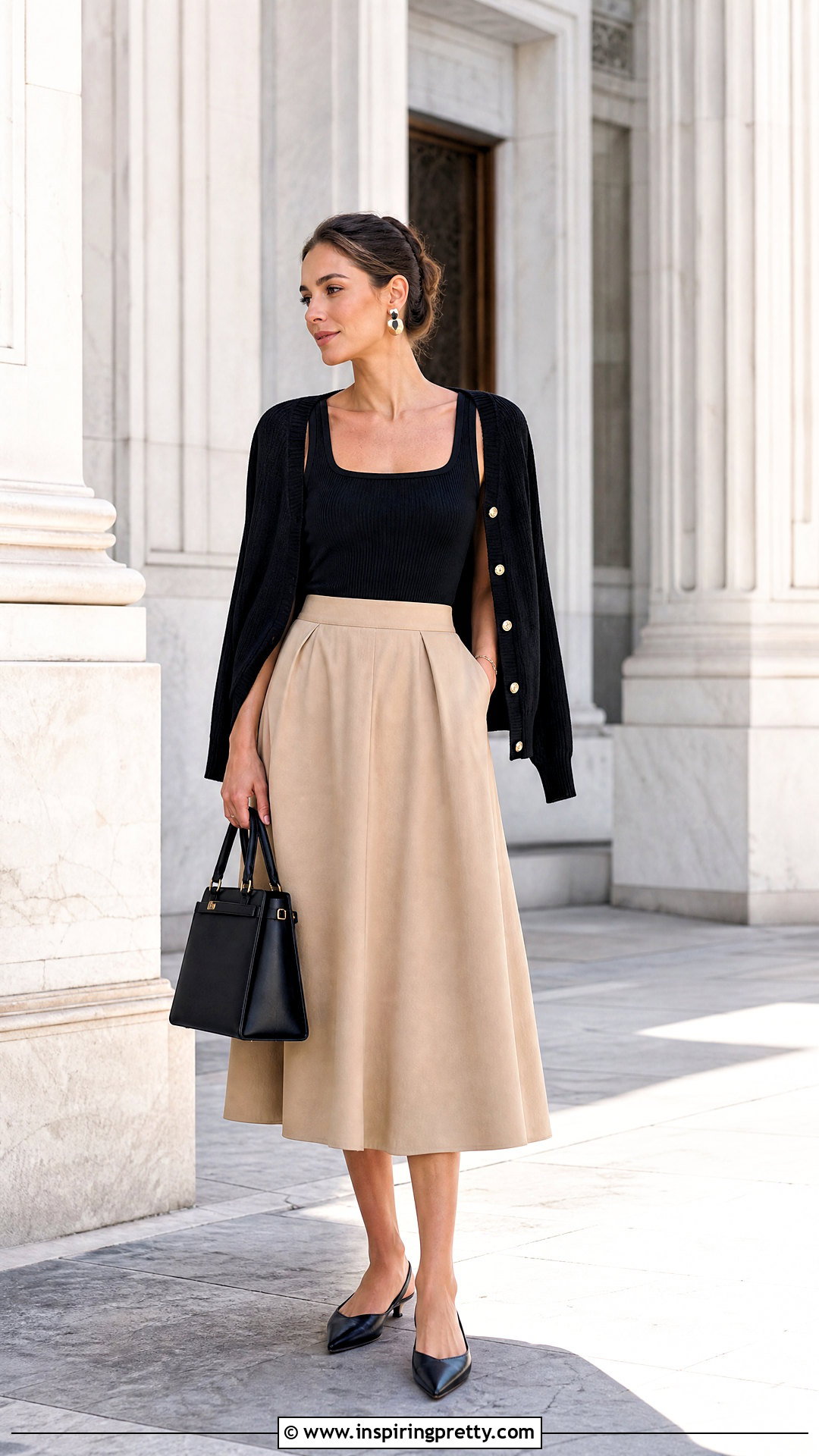 Square Neck Tank Top And Midi Skirt Outfit - 25 aesthetic outfits tank tops