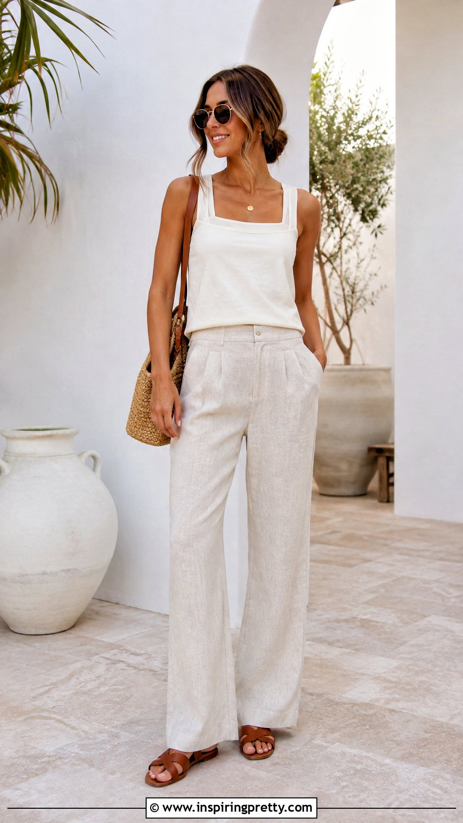 Square Neck Tank Top With Linen Pants - 25 Tank Top Armpits