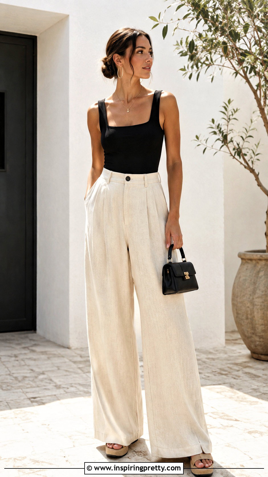 Square Neck Tank Top With Palazzo Pants Outfit - 25 breezy tank top outfit ideas