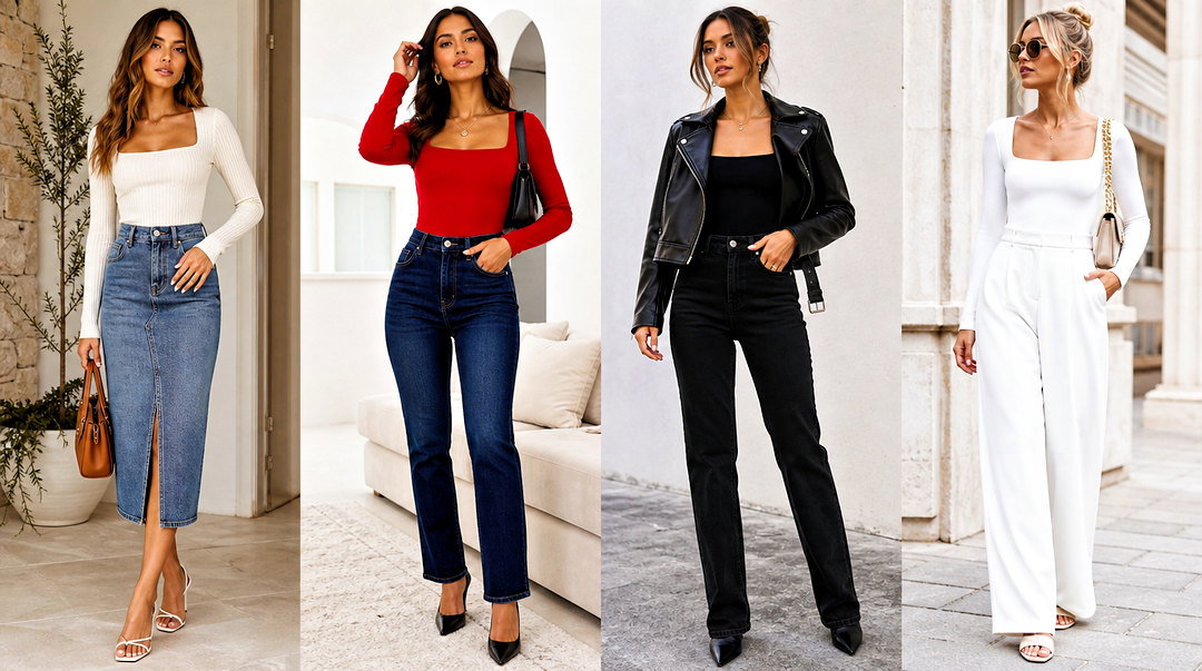 50 Square Neck Top Outfit Ideas for Elegant Everyday Looks