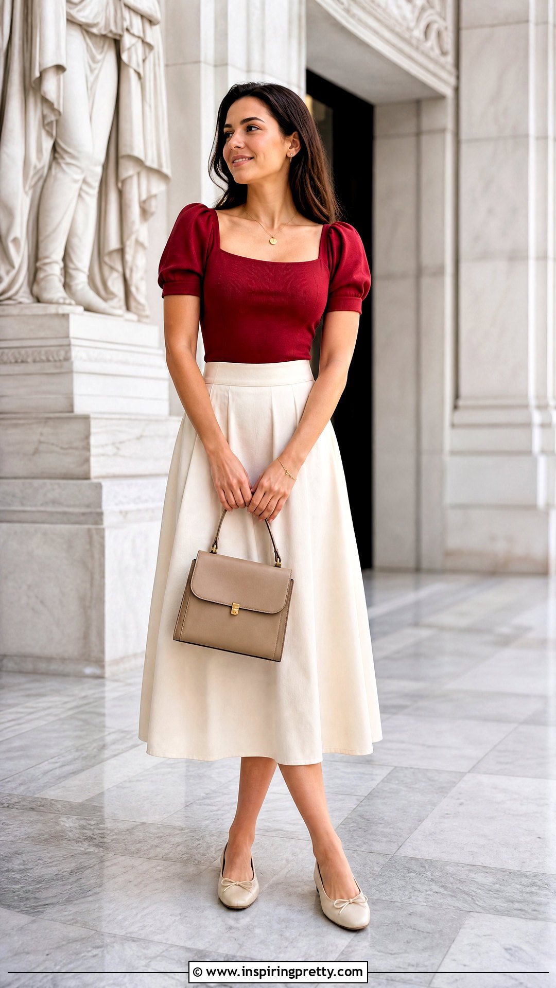 Square Neck Top With A Line Skirt - 50 latest tops for women