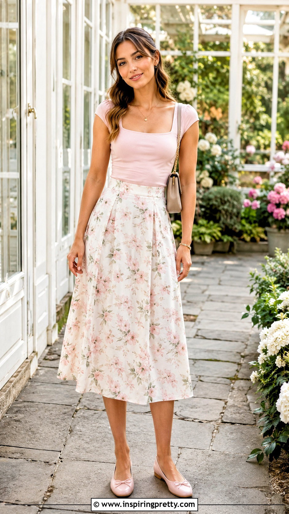 Square Neck Top With A Line Skirt - 50 pretty tops outfit ideas