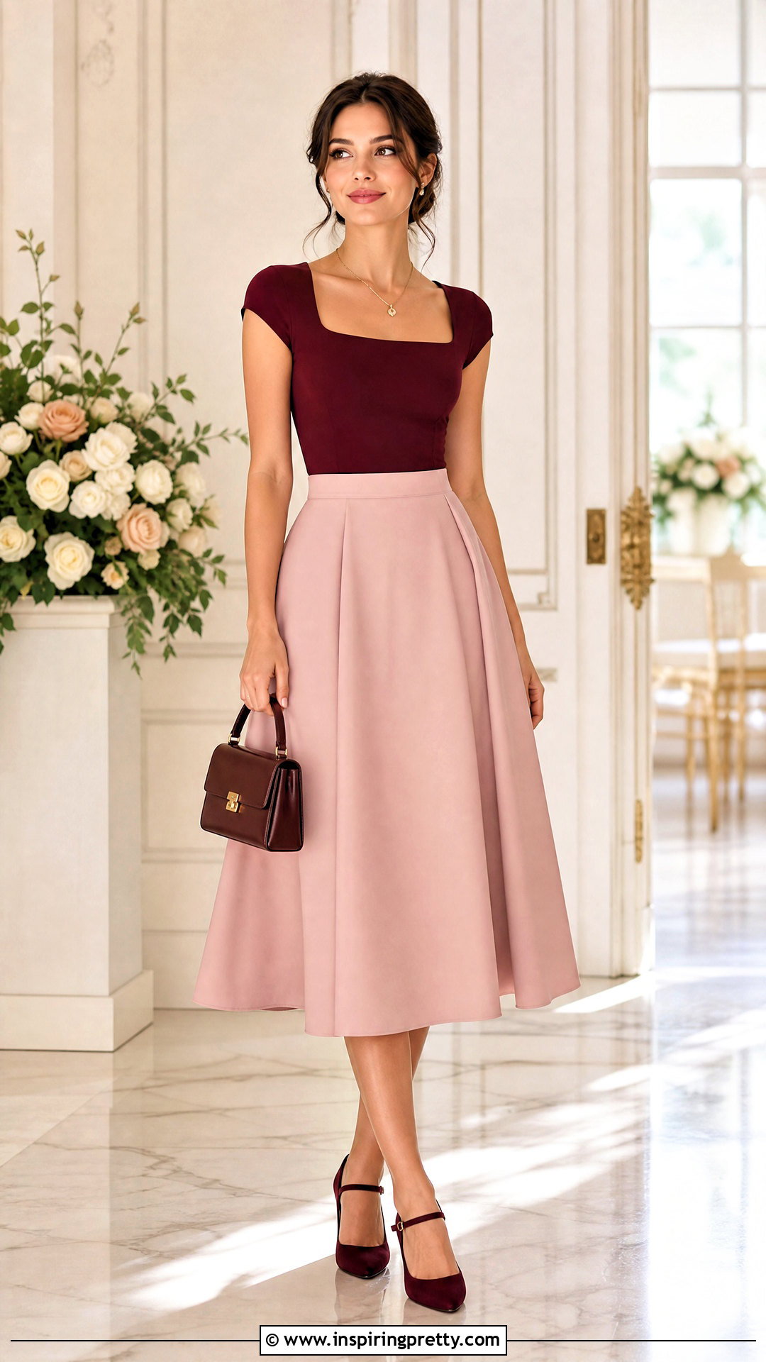 Square Neck Top With An A Line Skirt - 50 fancy tops for women styles