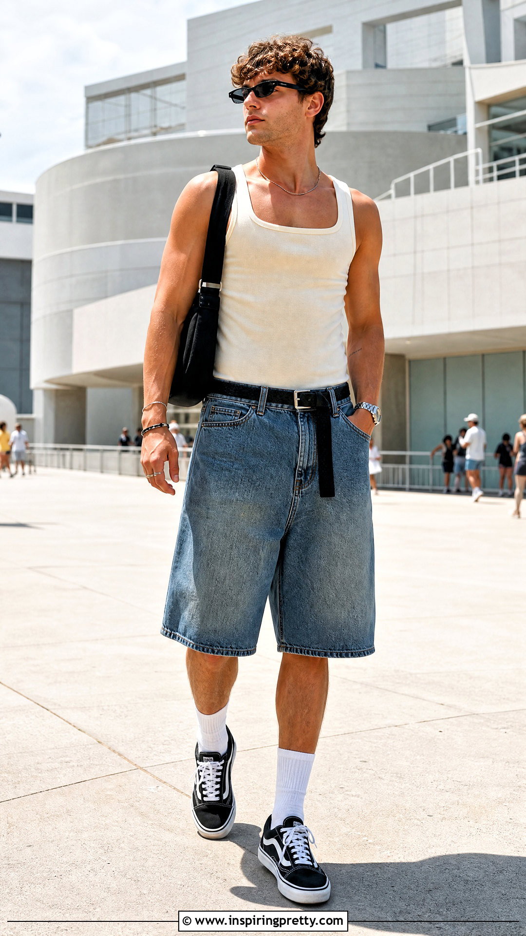Square Tank Top With Denim Jorts - 25 Square Tank Top Men outfit ideas