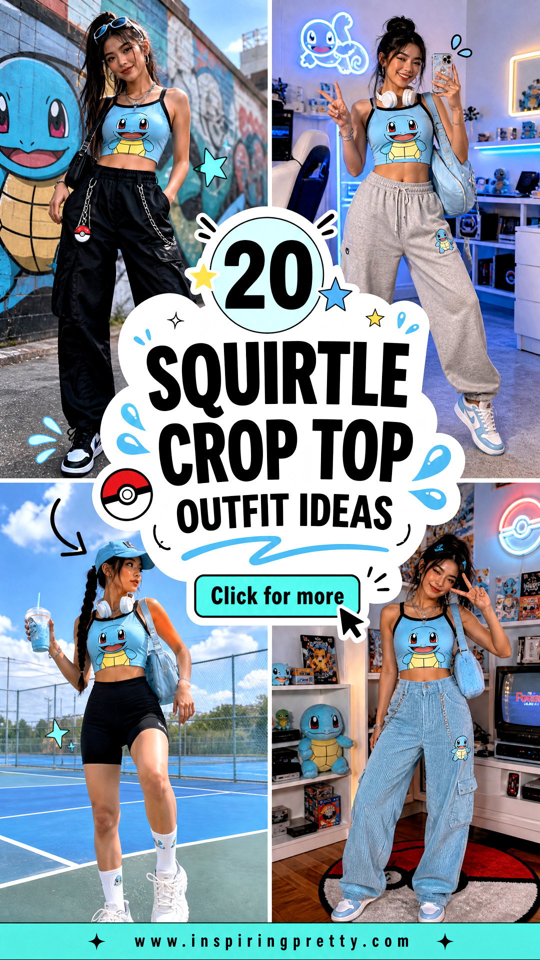 20 Squirtle Crop Top Outfit Ideas for Playful Gamer Style - 20 Squirtle Crop Top Outfit Ideas for Playful Gamer Style