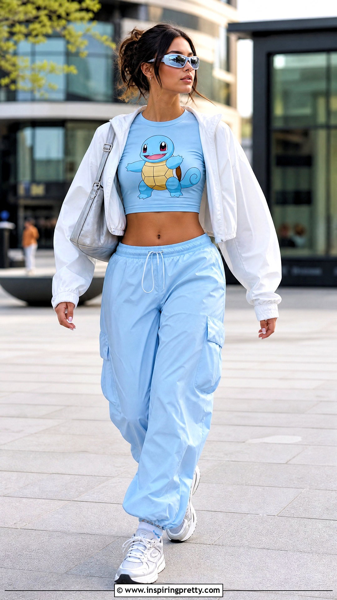 Squirtle Crop Top With Blue Parachute Pants - 20 squirtle crop top outfit ideas