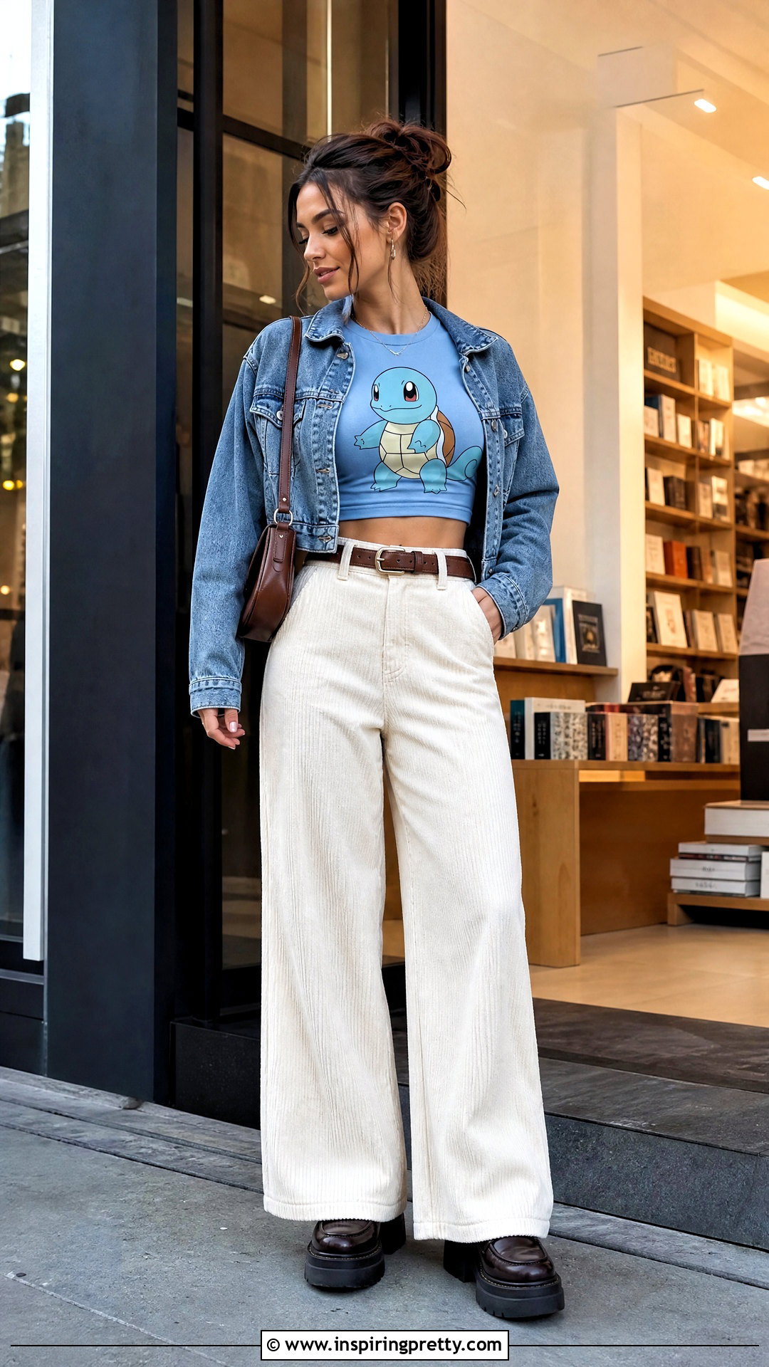 Squirtle Crop Top With Corduroy Pants - 20 squirtle crop top outfit ideas