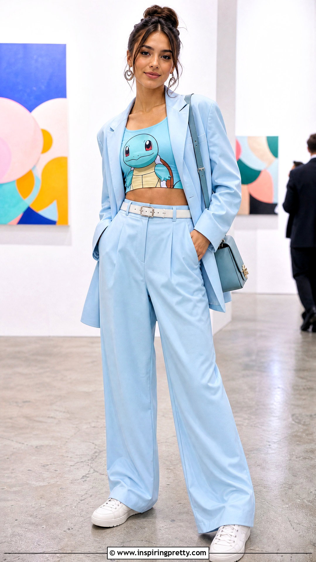 Squirtle Crop Top With Oversized Suit - 20 squirtle crop top outfit ideas