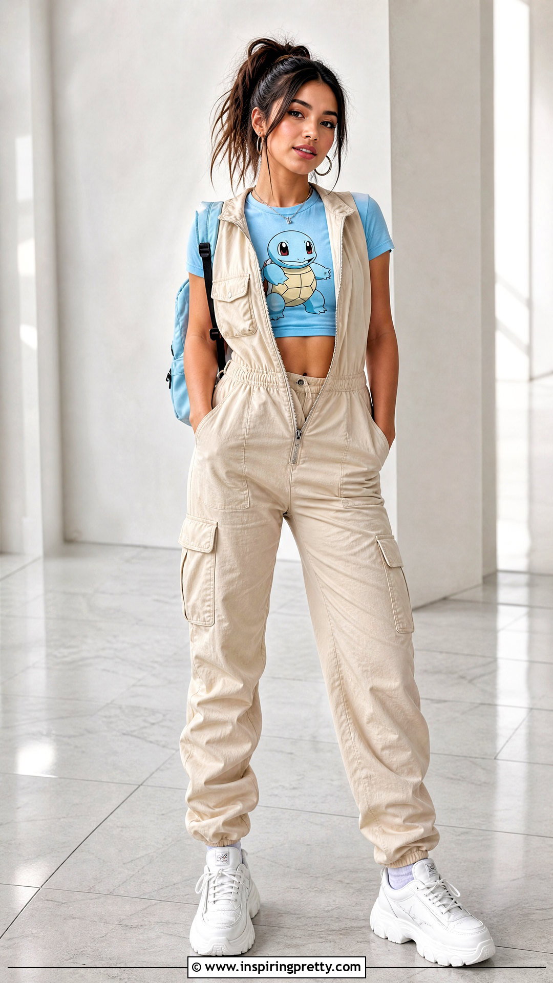 Squirtle Crop Top With Utility Jumpsuit - 20 squirtle crop top outfit ideas