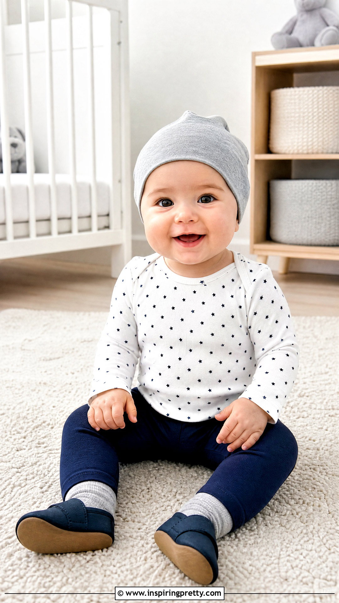 Star Print Baby Top With Navy Leggings - 50 baby tops designs
