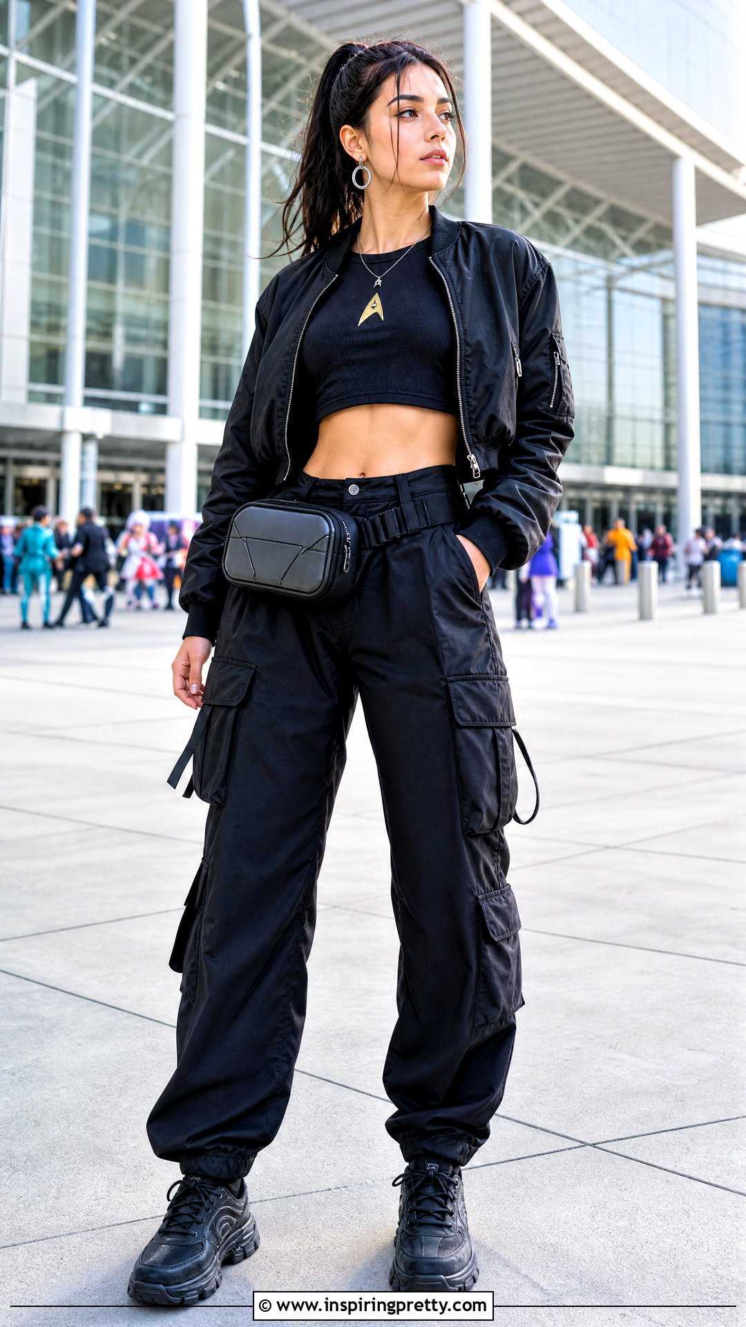 Star Trek Crop Top With Black Cargo Pants - 20 star trek crop top outfit ideas