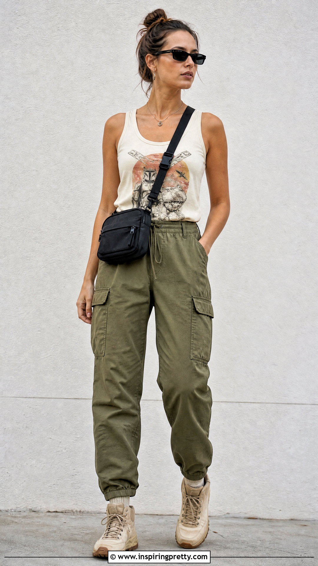 Star Wars Disney Tank Top With Olive Cargo Pants - 20 disney tank top women's
