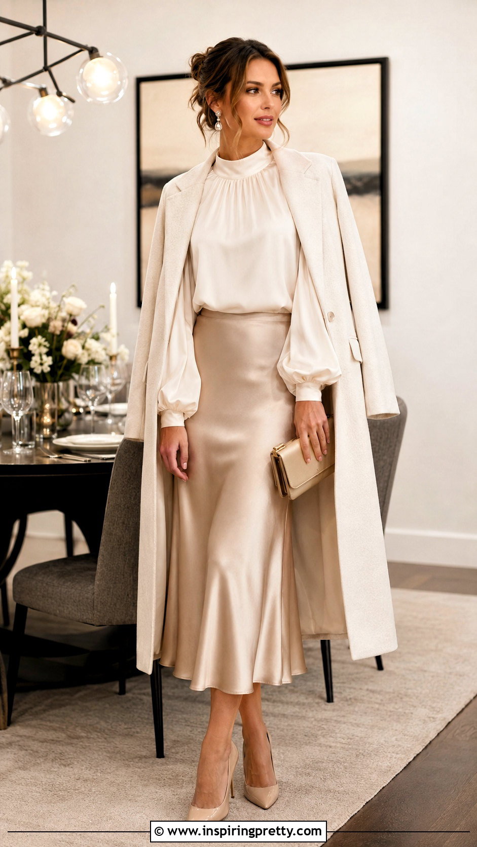 Statement Party Blouse With Satin Skirt - 50 party tops night ideas