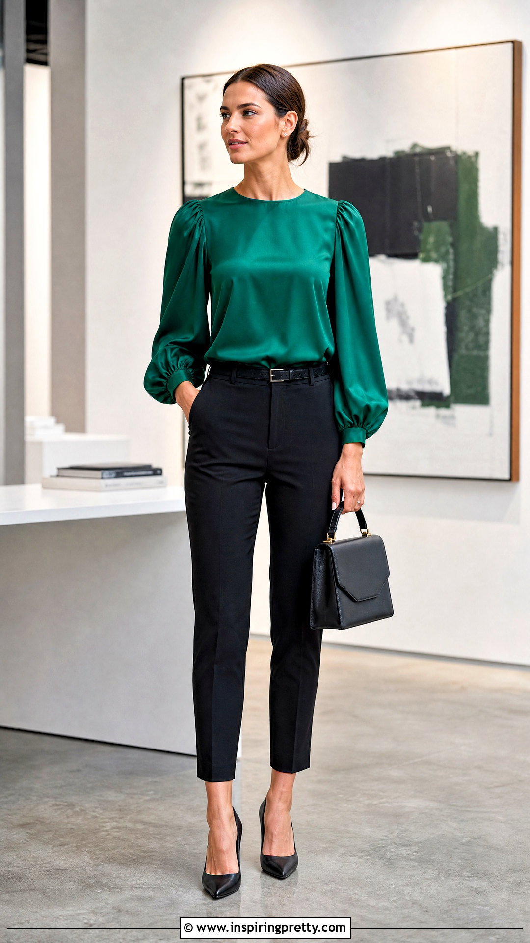 Statement Sleeve Blouse With Cigarette Pants - 20 Ladies Tops Fashion Official Ideas