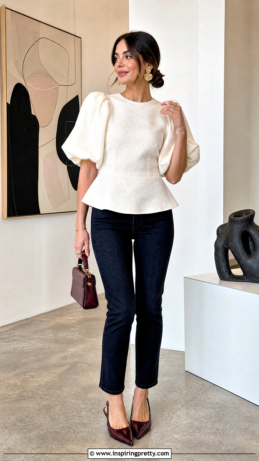 Statement Sleeve Top And Cigarette Jeans Birthday Outfit - 50 top and jeans outfits for birthday