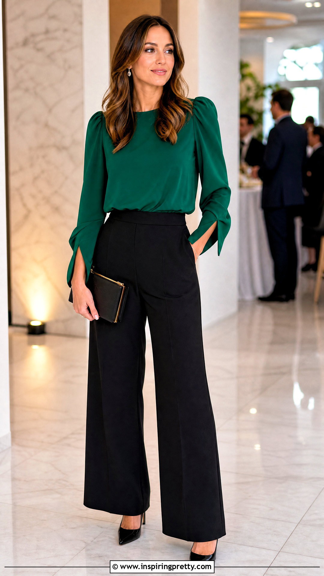 Statement Sleeve Top With Simple Palazzo Pants - 50 tops for palazzo pants classy outfits