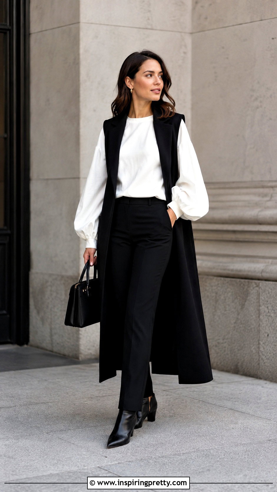 Statement Sleeve Top With Slim Pants - 50 fun tops outfit ideas