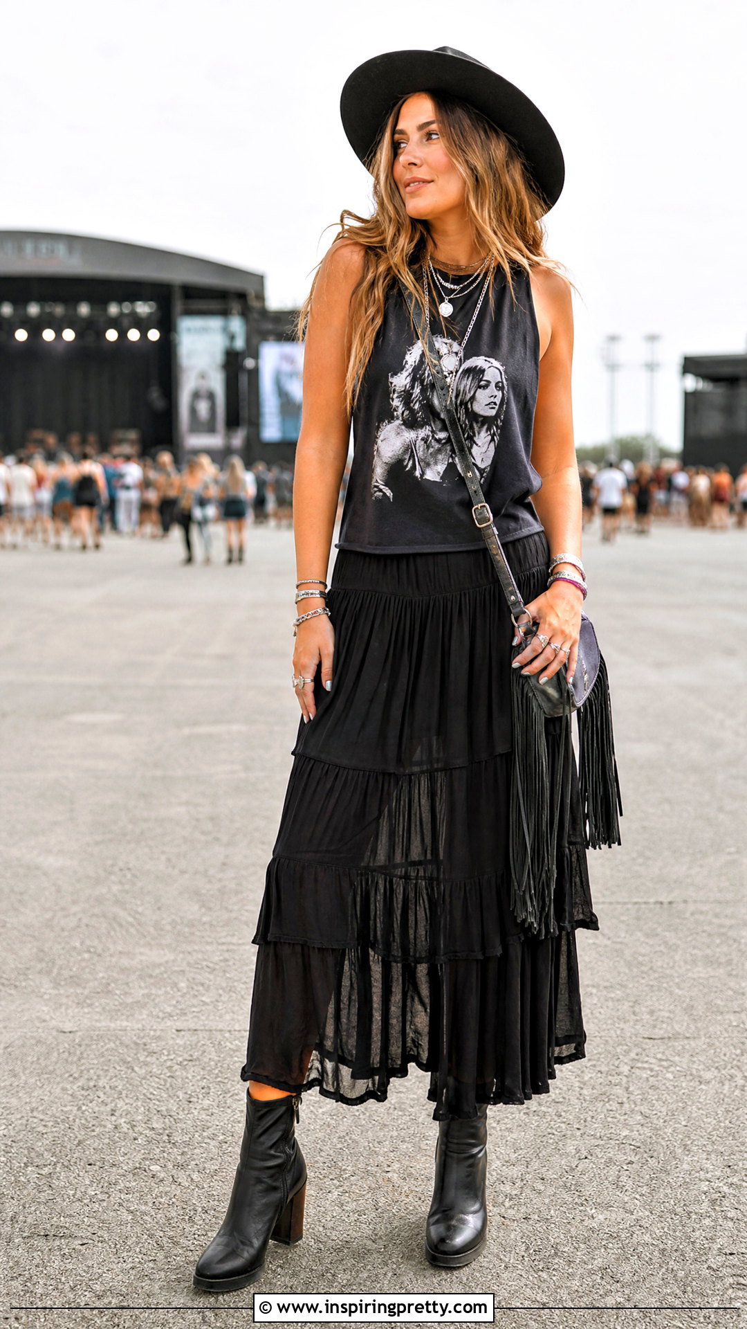 Stevie Nicks Graphic Tank Top With Black Maxi Skirt - 20 stevie nicks tank tops