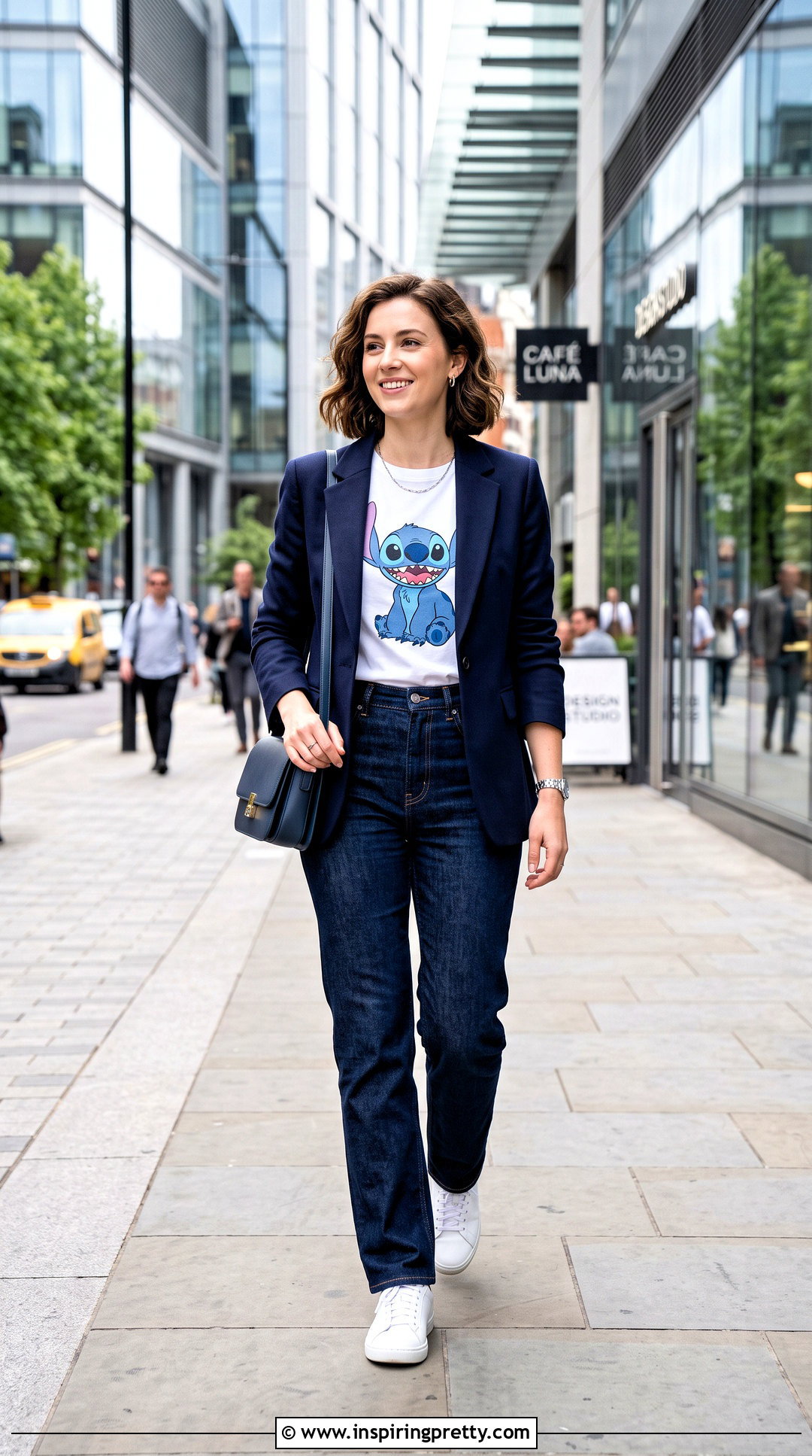 Stitch T Shirt With a Casual Blazer - 20 Cute Stitch T-Shirts & Tank Tops outfit ideas