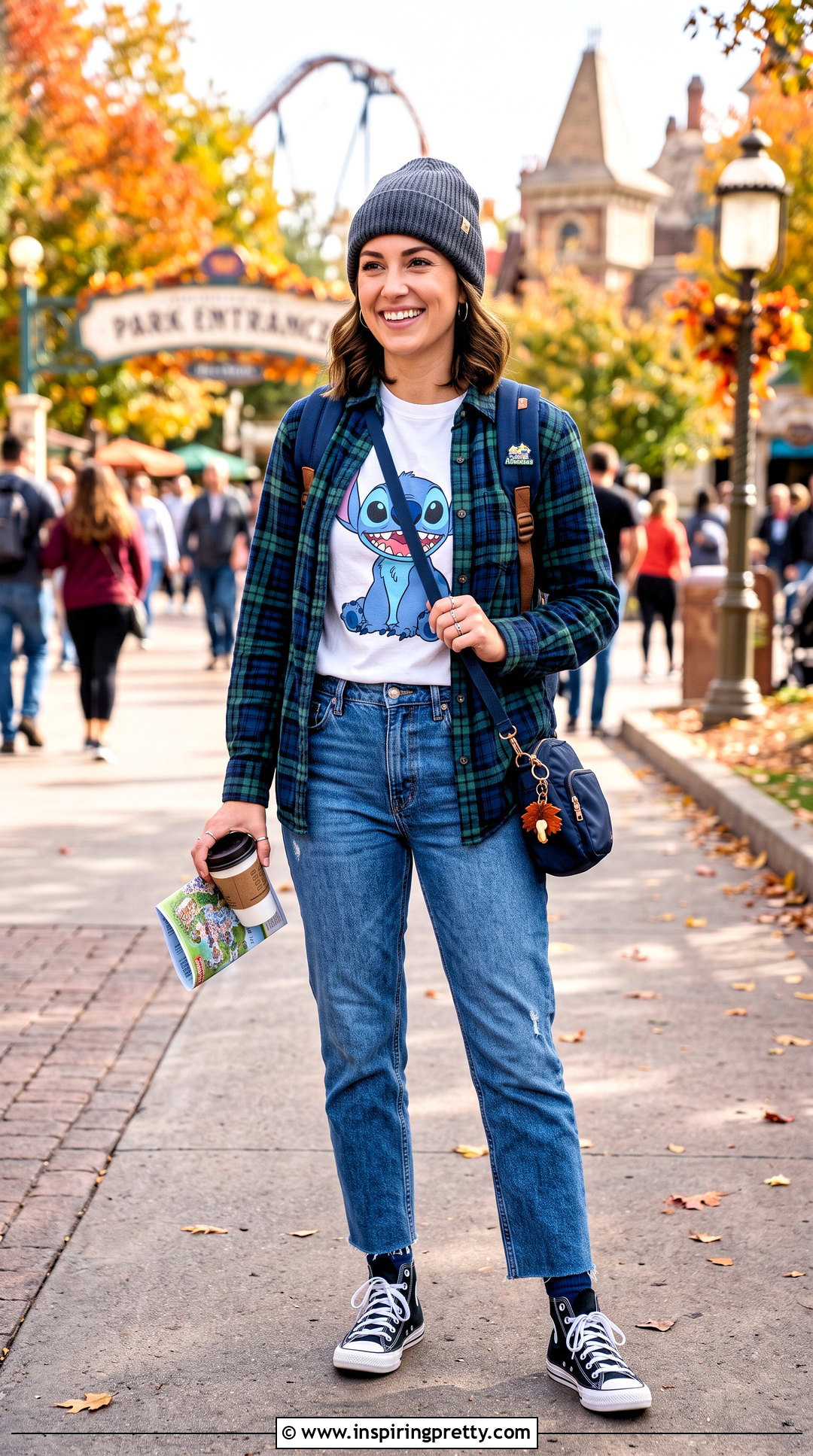 Stitch T Shirt With a Plaid Shirt and Jeans - 20 Cute Stitch T-Shirts & Tank Tops outfit ideas