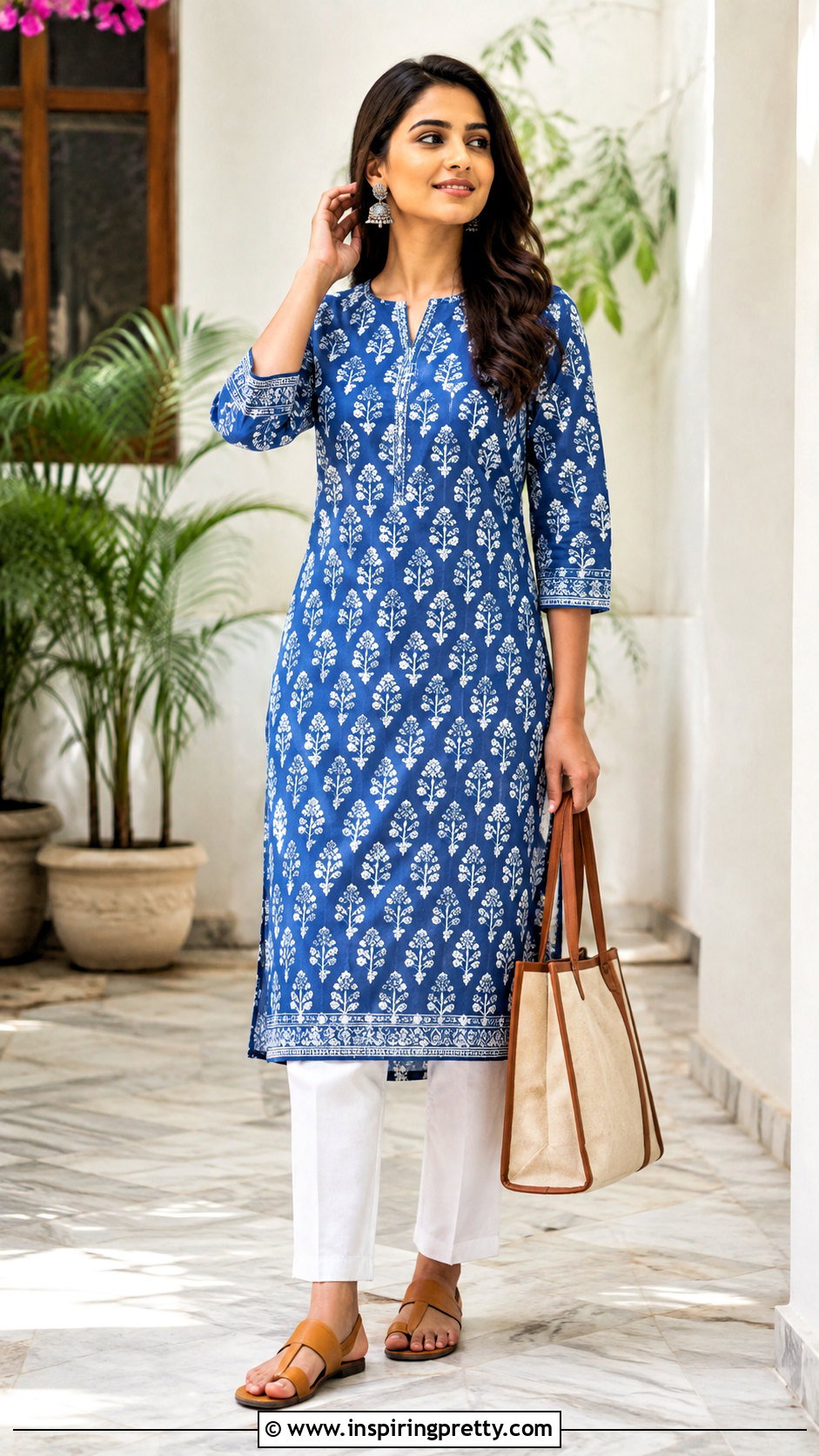 Straight Cotton Kurti Top With Pants - 50 kurti top designs for women