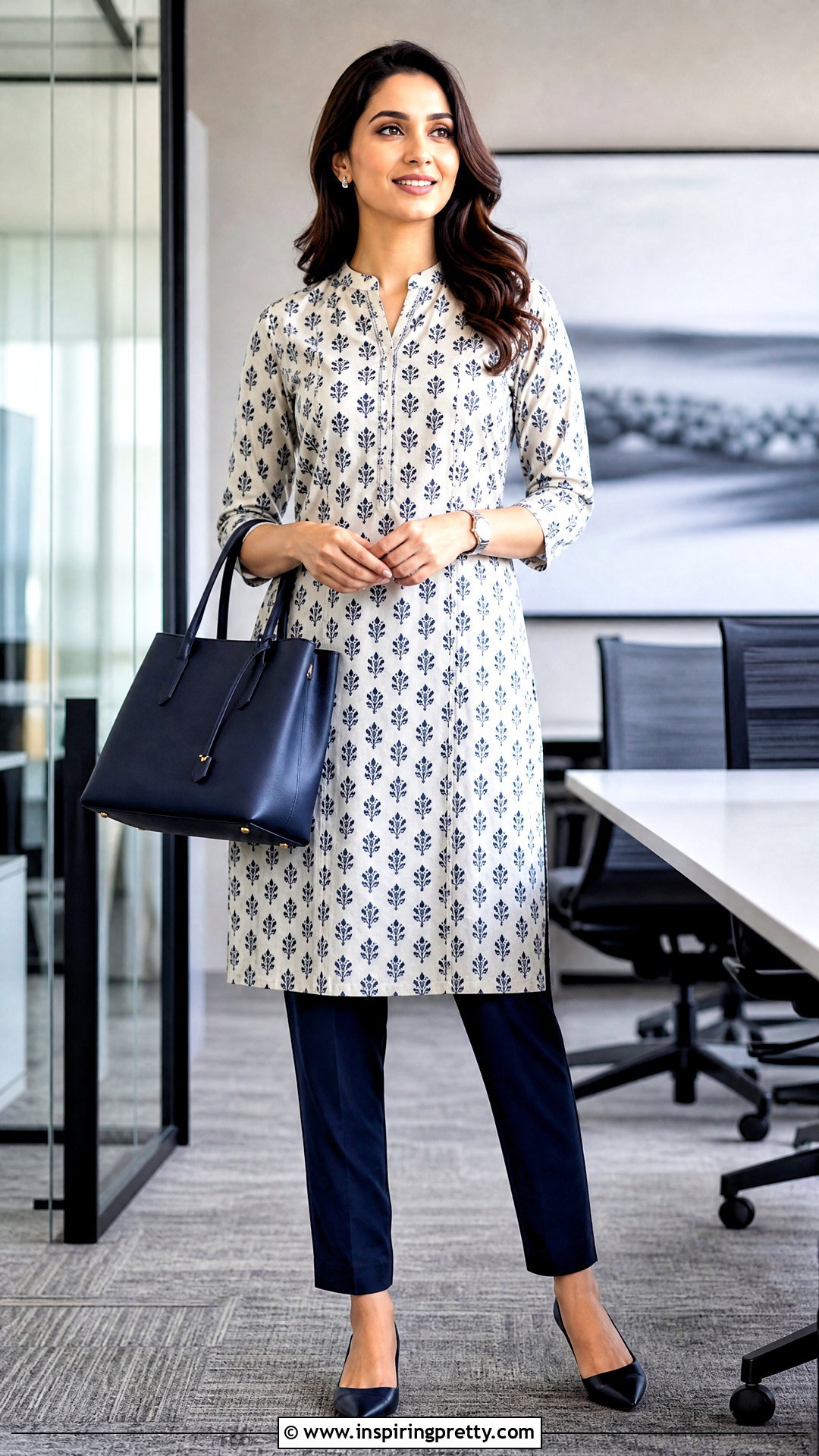 Straight Kurti Top With Cigarette Pants - 50 kurti top outfit ideas
