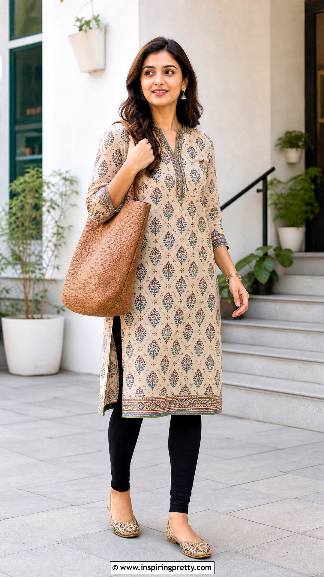 Straight Kurti Top With Leggings - 50 kurti top outfit ideas